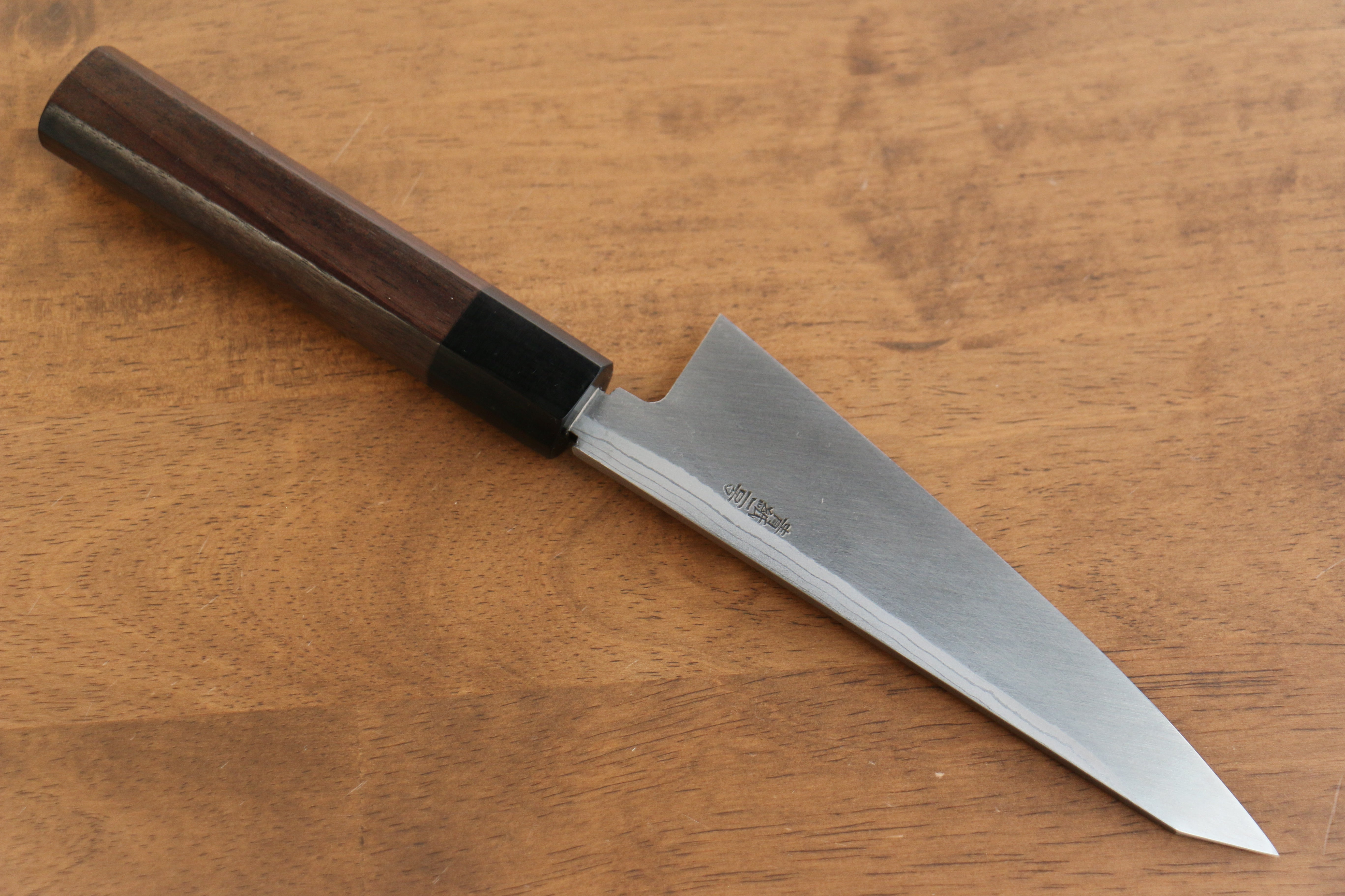Hideo Kitaoka Blue Steel No.2 Damascus Honesuki Boning 150mm Shitan Handle - Japanny - Best Japanese Knife