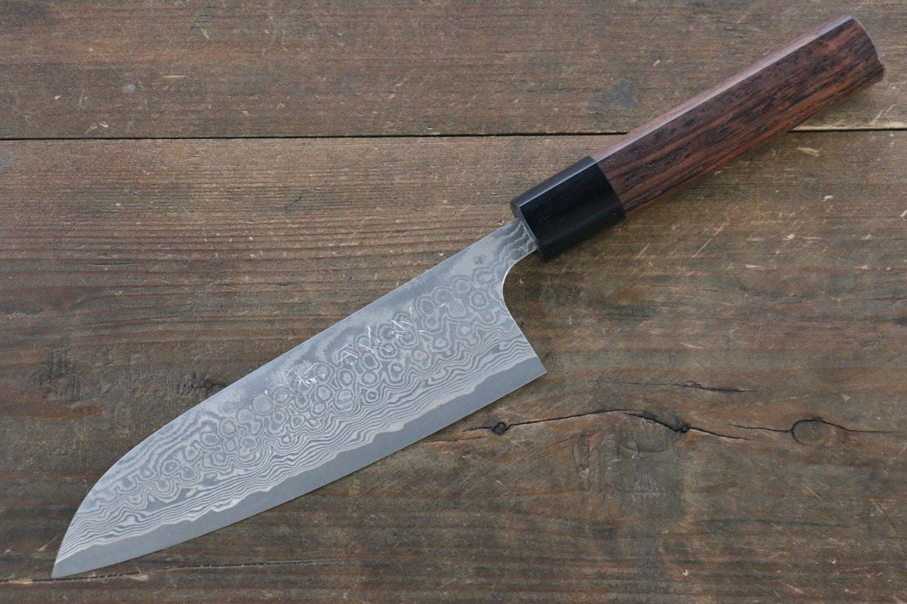 Nao Yamamoto SG2 Damascus Santoku 170mm Shitan Handle - Japanny - Best Japanese Knife