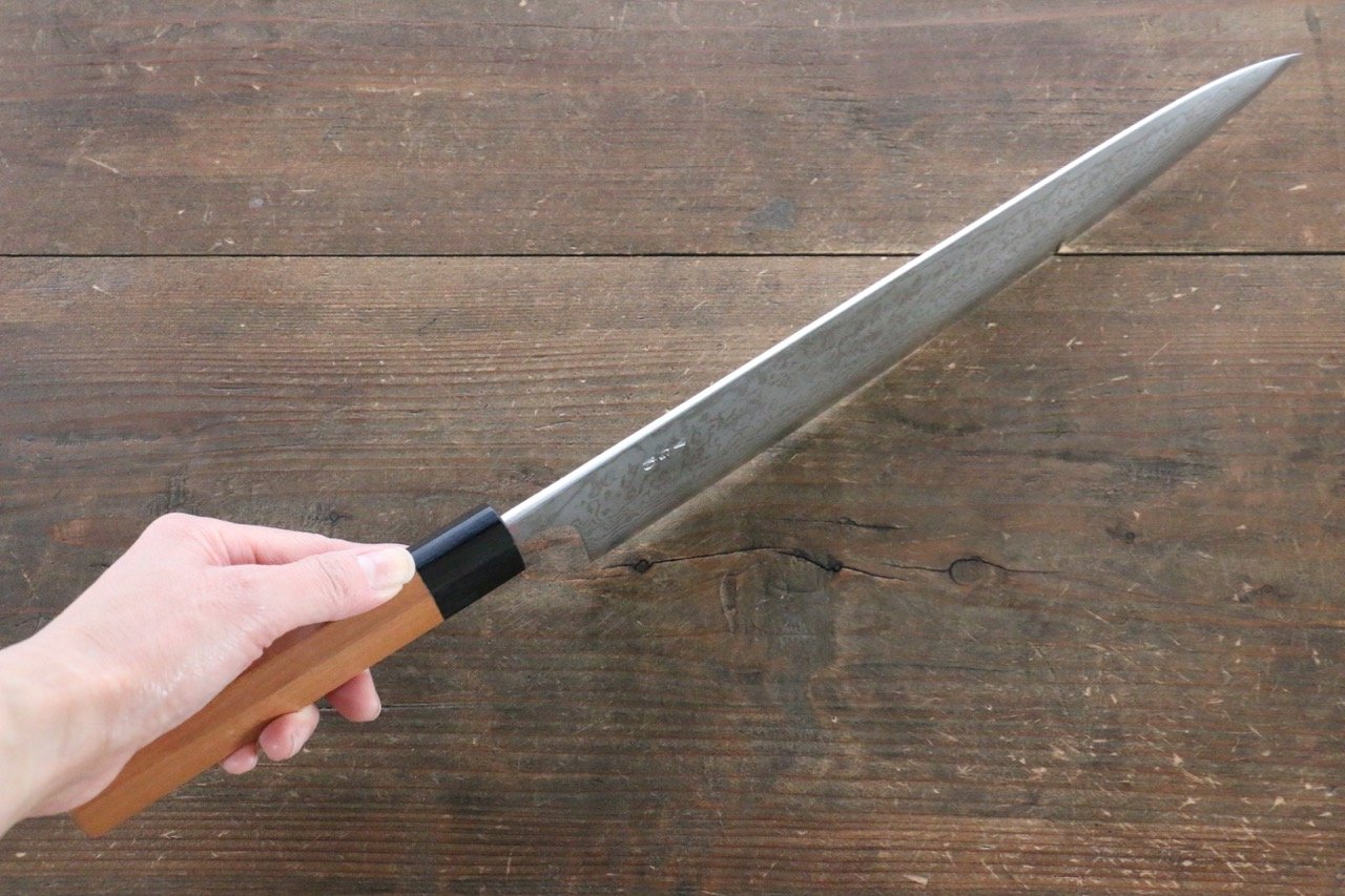 Nao Yamamoto VG10 Damascus Sujihiki 270mm Yew Tree Handle - Japanny - Best Japanese Knife
