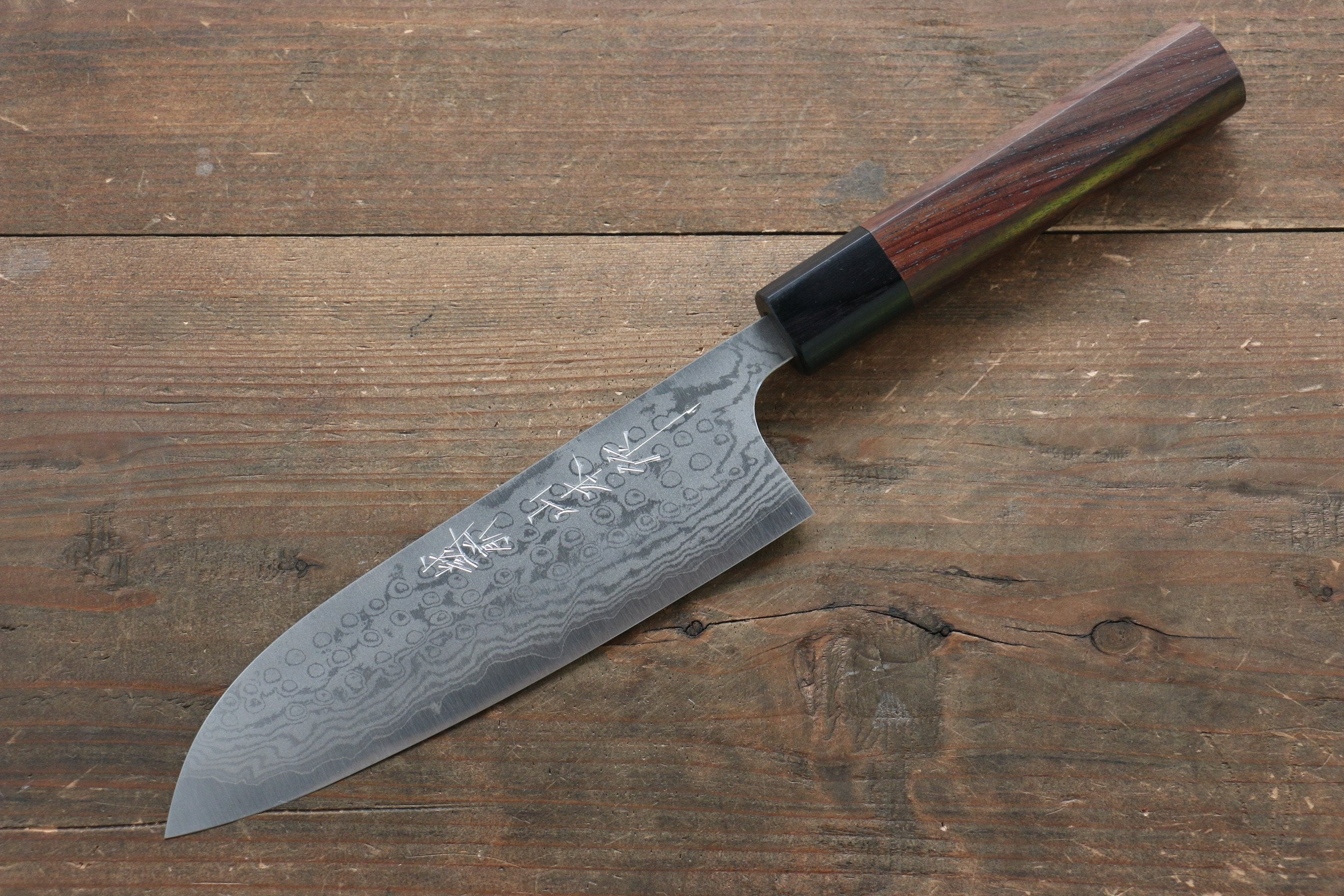 Nao Yamamoto VG10 Damascus Santoku 170mm Shitan Handle - Japanny - Best Japanese Knife