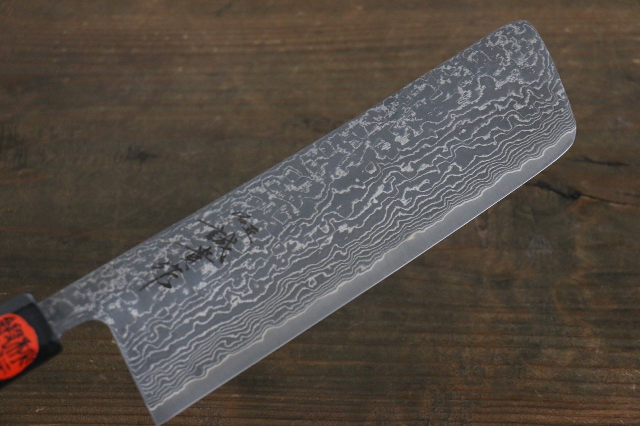Shigeki Tanaka SG2 Damascus Nakiri 165mm Ebony Wood Handle - Japanny - Best Japanese Knife