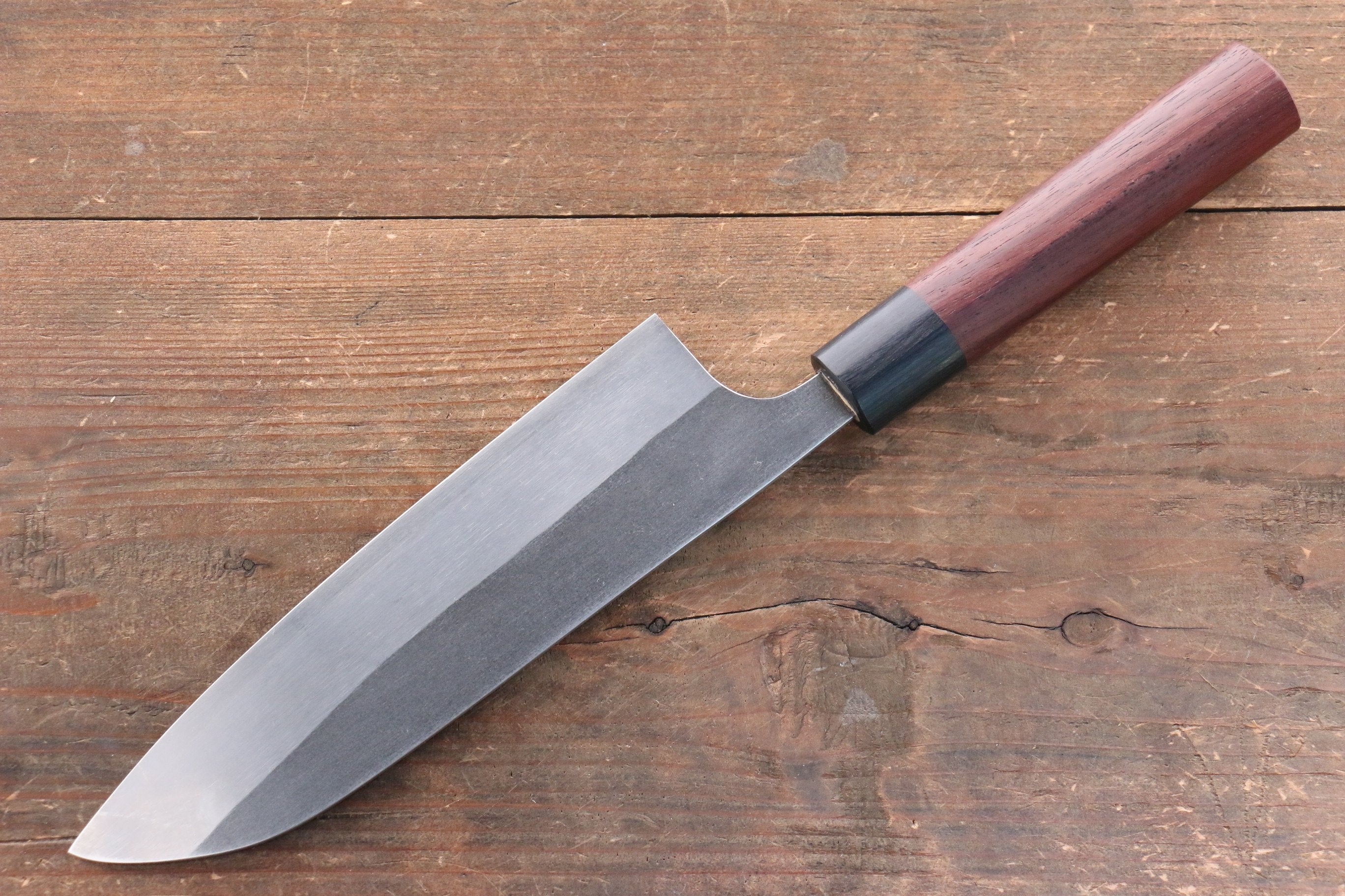 Shungo Ogata SG2 Kurouchi Black Finished Santoku 180mm Shitan Handle - Japanny - Best Japanese Knife