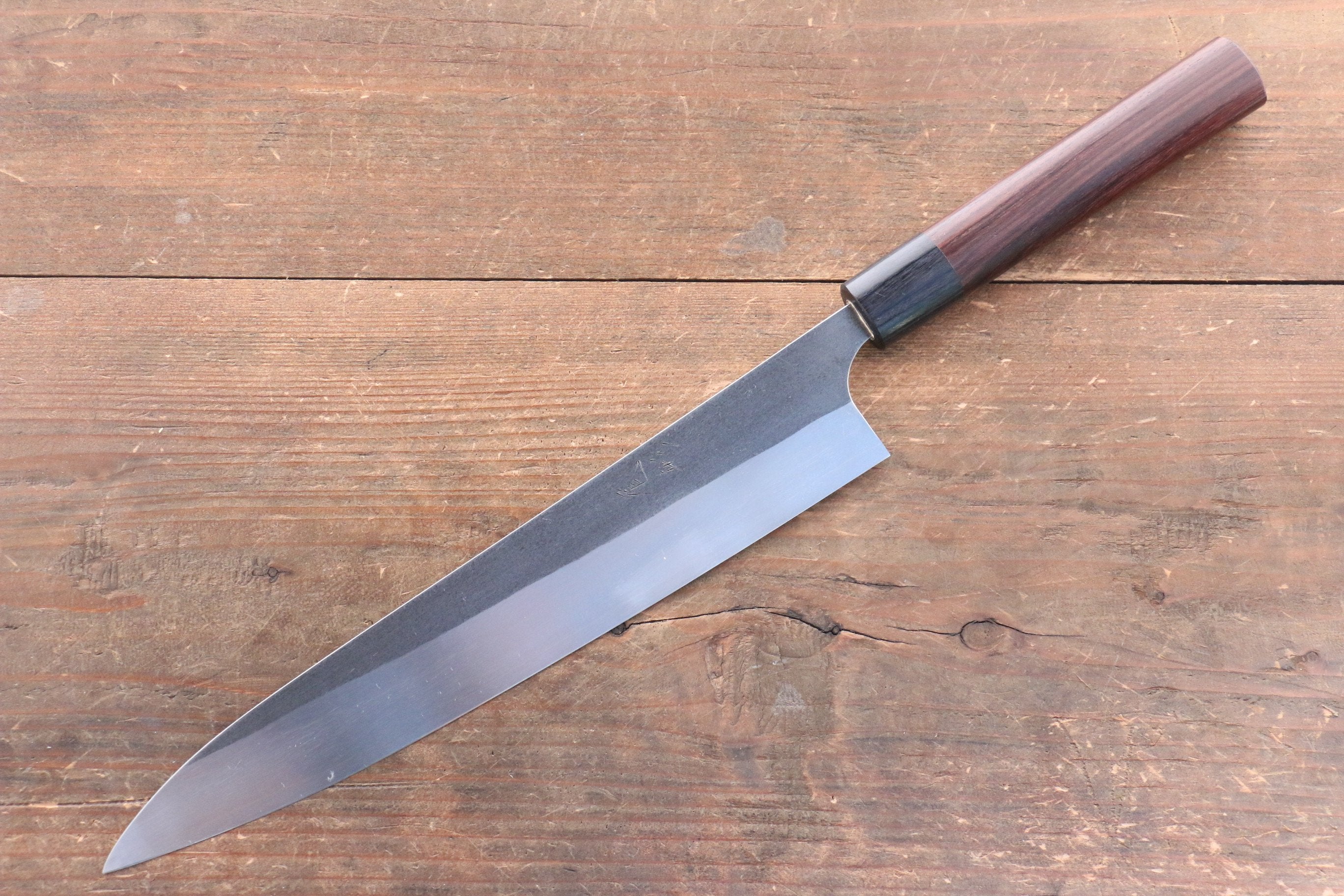 Shungo Ogata SG2 Kurouchi Black Finished Sujihiki 240mm Shitan Handle - Japanny - Best Japanese Knife