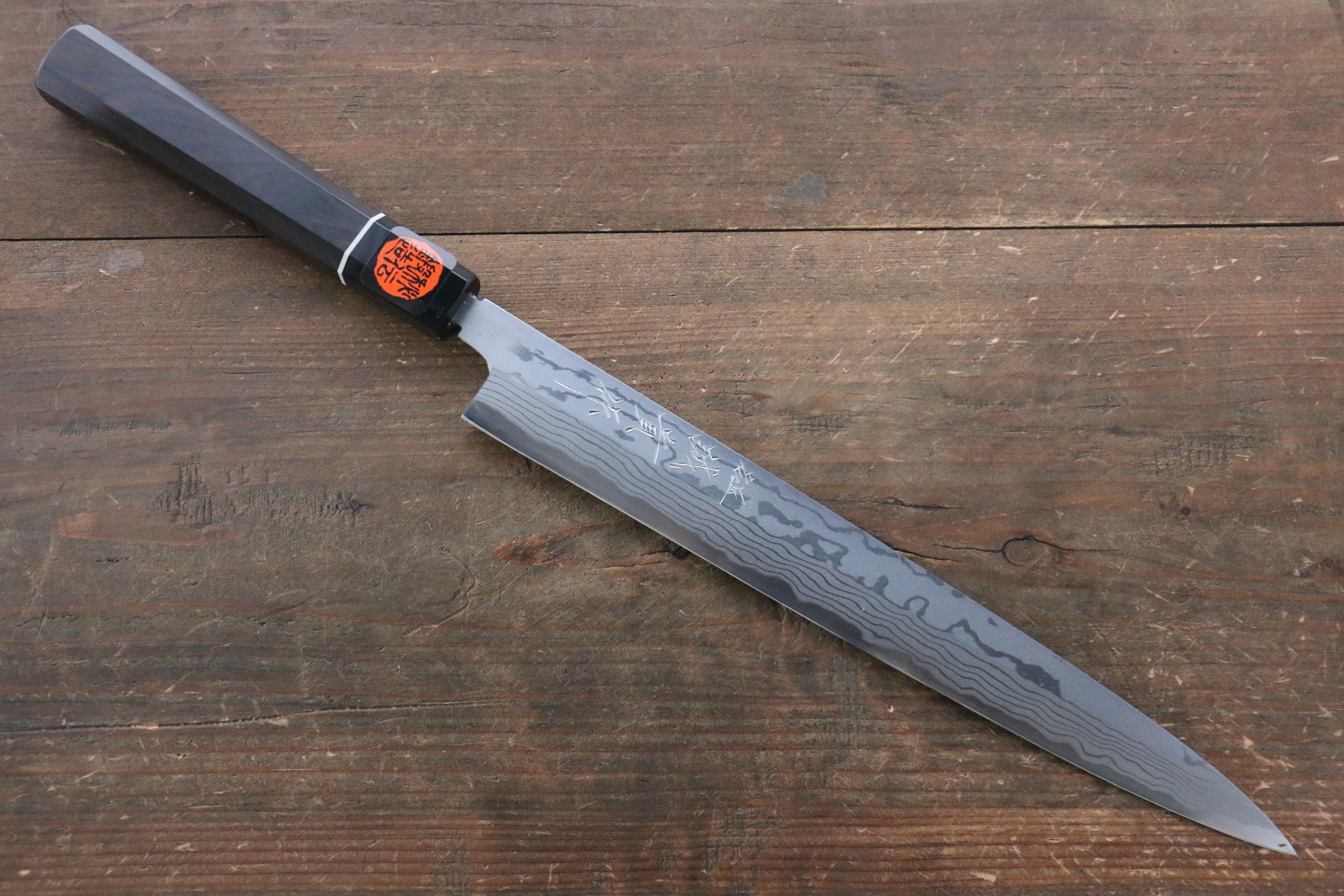Shigeki Tanaka Blue Steel No.2 Damascus Yanagiba 270mm Ebony Wood Handle - Japanny - Best Japanese Knife