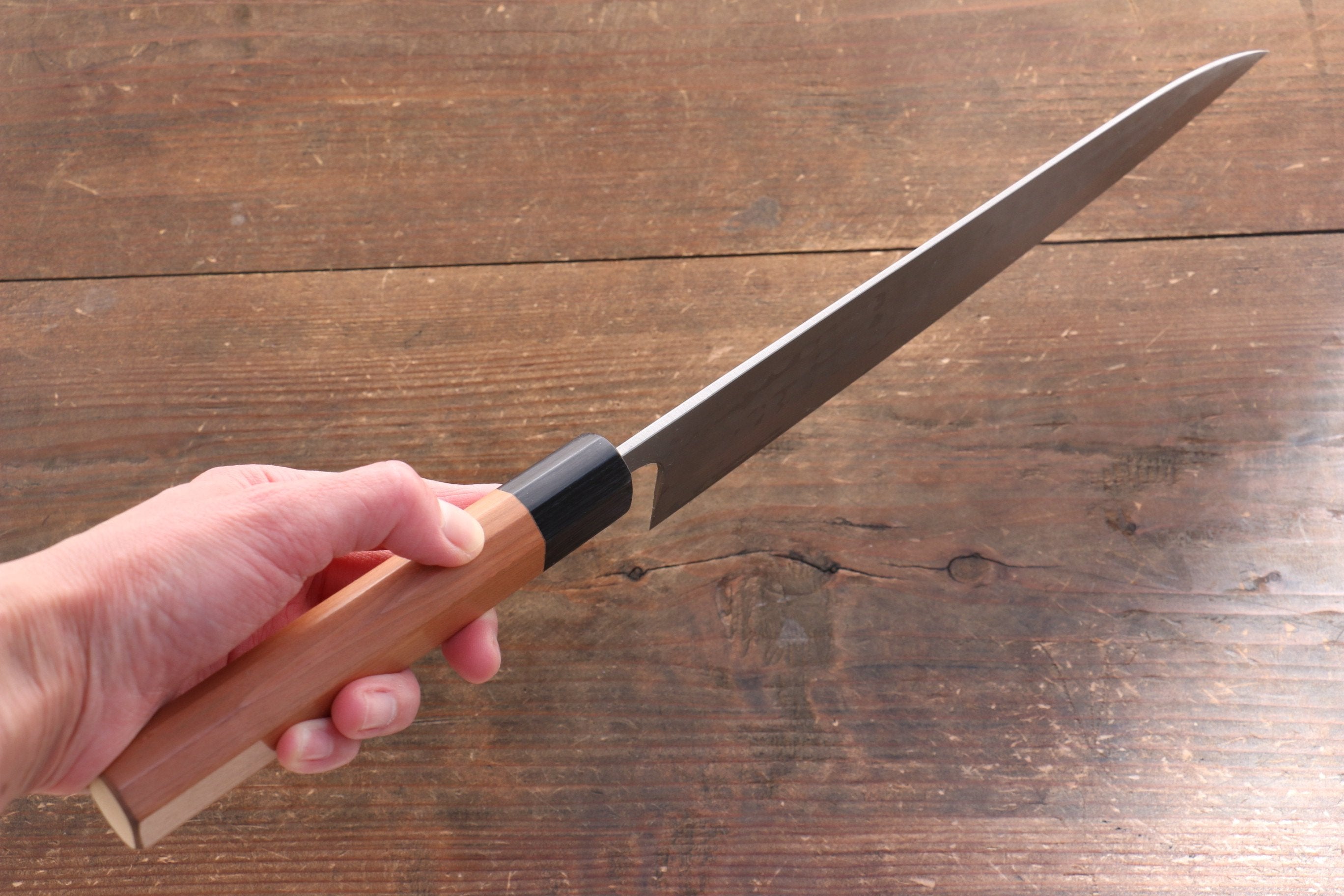 Nao Yamamoto SRS13 Black Damascus Gyuto 210mm Cherry Blossoms Handle - Japanny - Best Japanese Knife