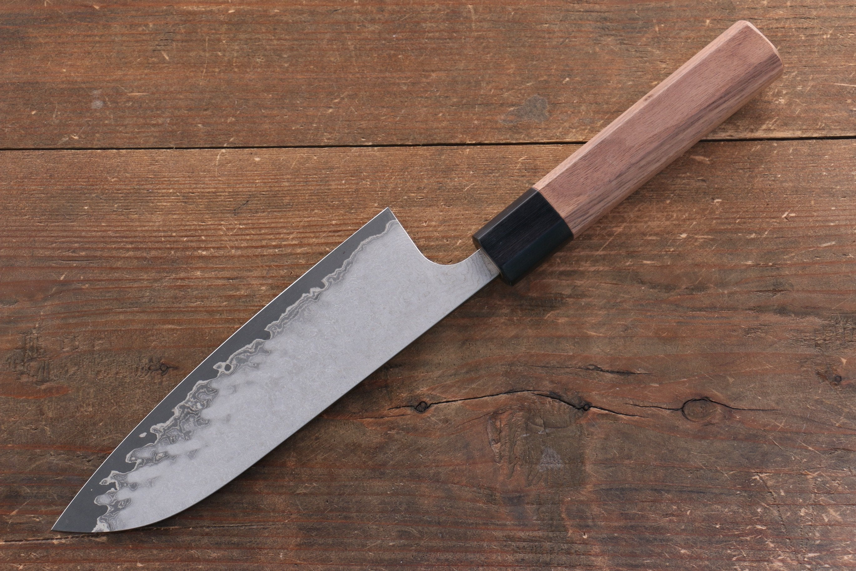 Nao Yamamoto VG10 Black Damascus Santoku 165mm Walnut Handle - Japanny - Best Japanese Knife
