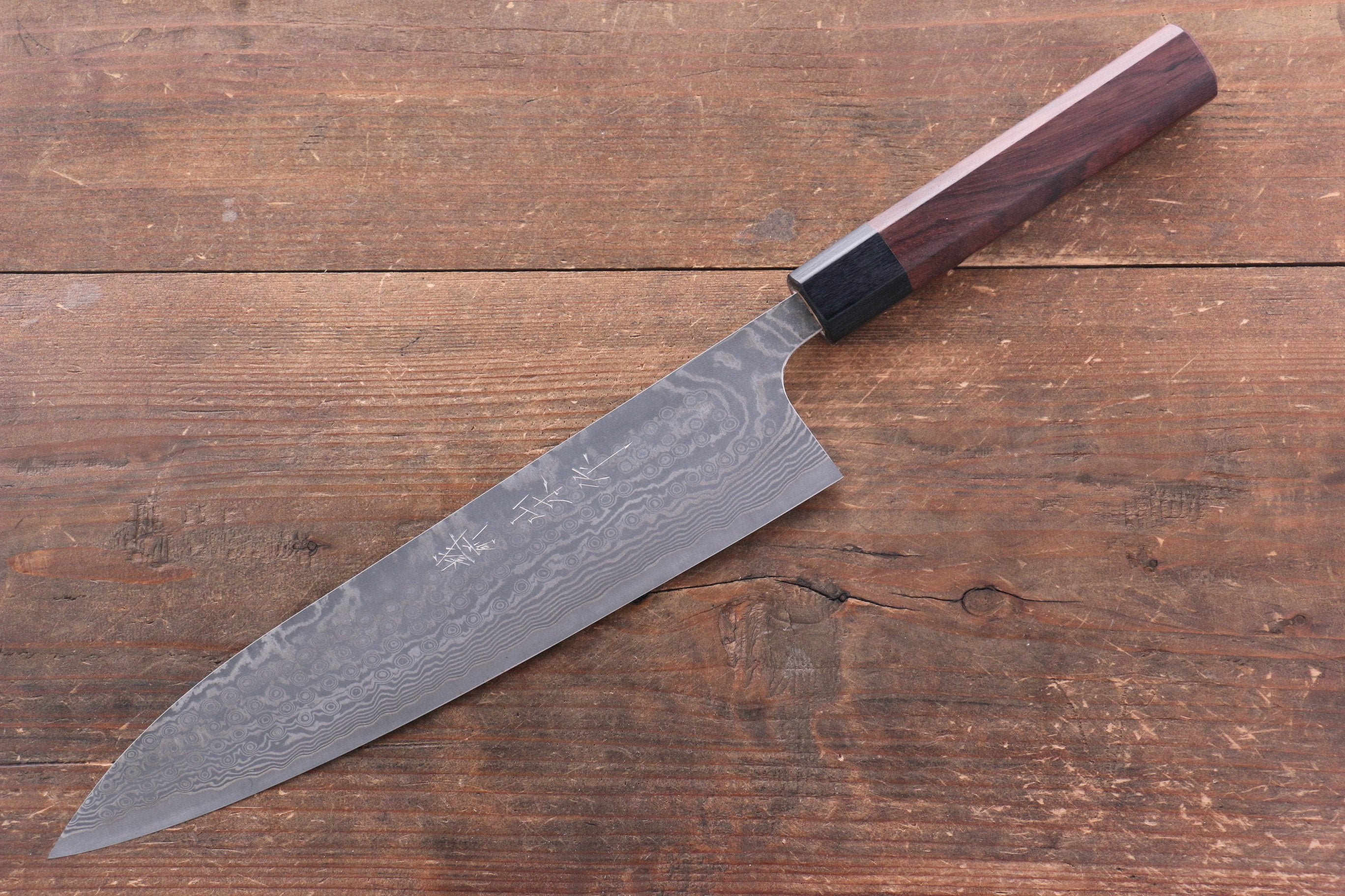 Nao Yamamoto SG2 Black Damascus Gyuto 240mm Shitan Handle - Japanny - Best Japanese Knife