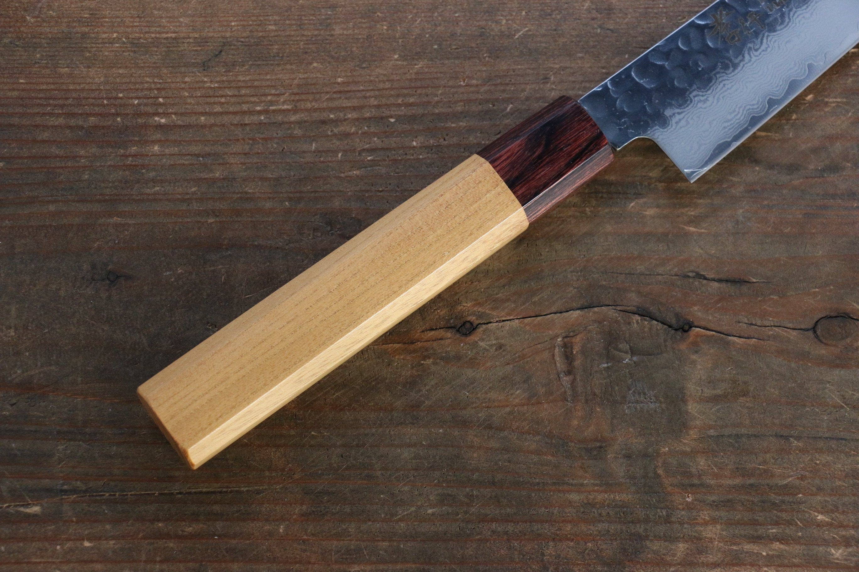Sakai Takayuki VG10 33 Layer Damascus Japanese Chef Knife Sujihiki 240mm, Gyuto 240mm& Petty 150mm Set with Keyaki Handle(Japanese Elm) - Japanny - Best Japanese Knife