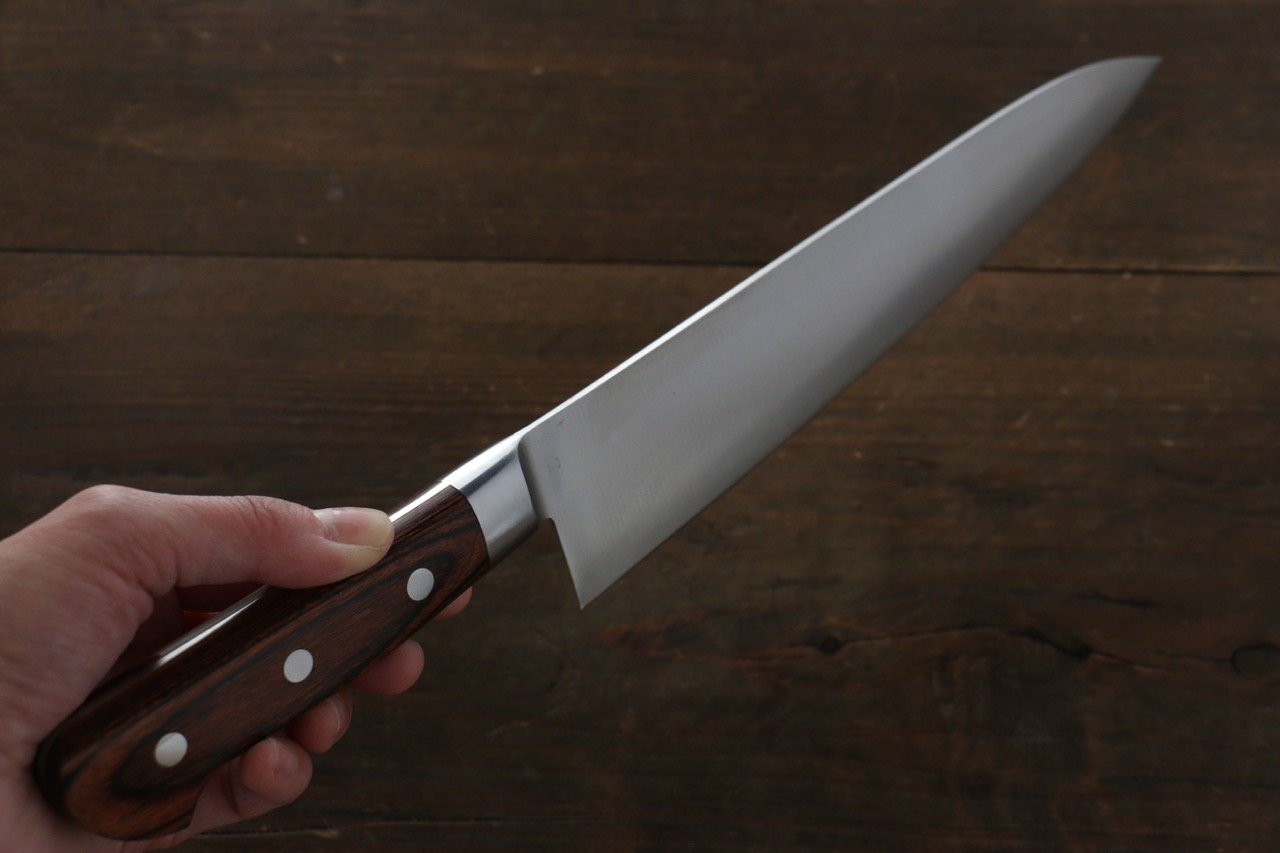 Iseya Molybdenum Gyuto 210mm Mahogany Pakka wood Handle - Japanny - Best Japanese Knife