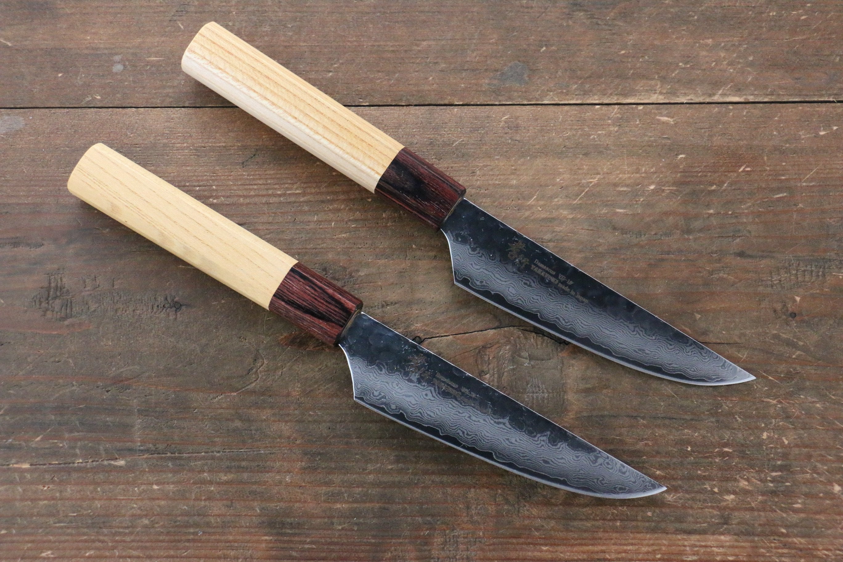 Sakai Takayuki VG10 33 Layer Damascus Steak 120mm with Keyaki Handle(Japanese Elm) Two set - Japanny - Best Japanese Knife