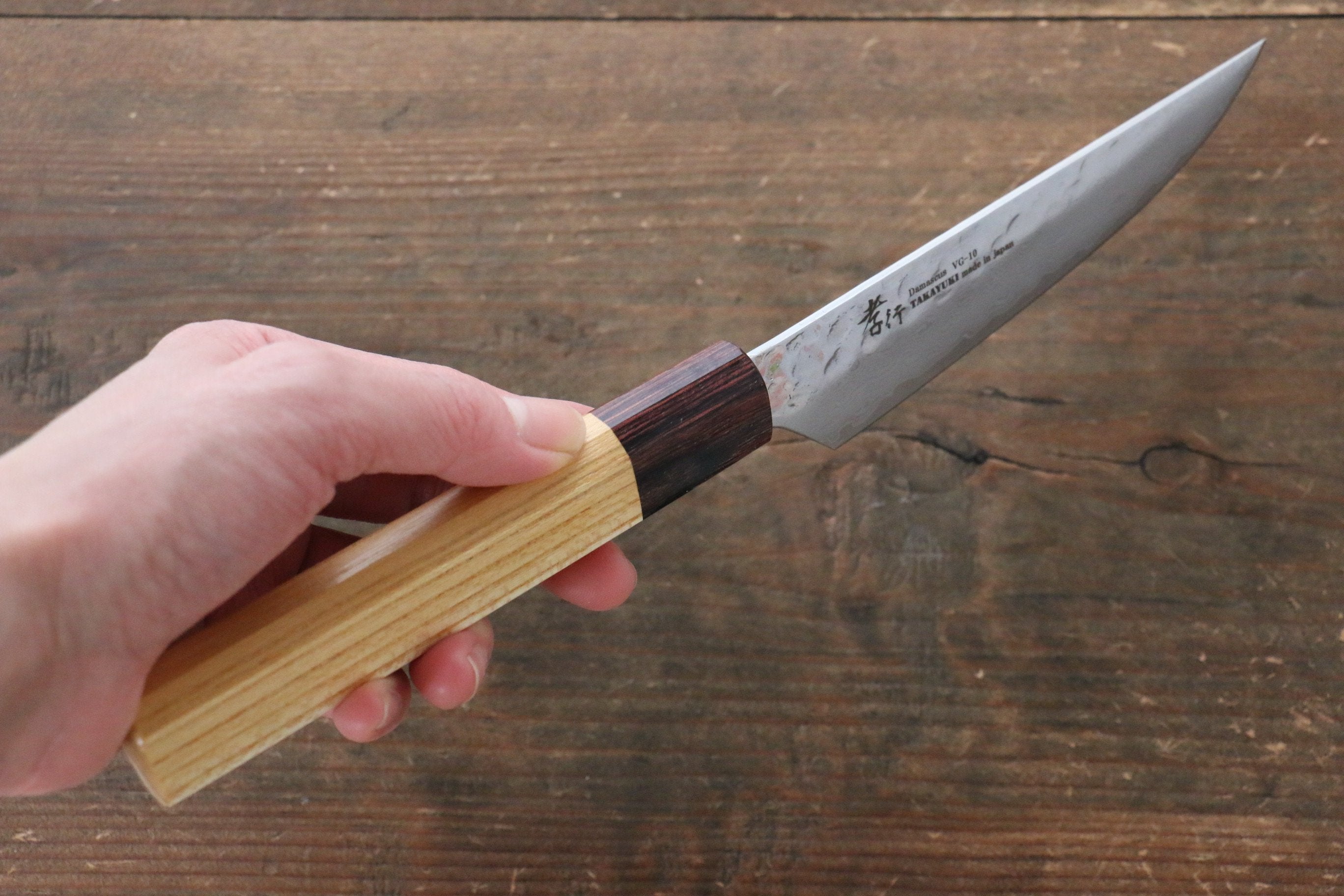 Sakai Takayuki VG10 33 Layer Damascus Steak 120mm with Keyaki Handle(Japanese Elm) Set of 4 - Japanny - Best Japanese Knife