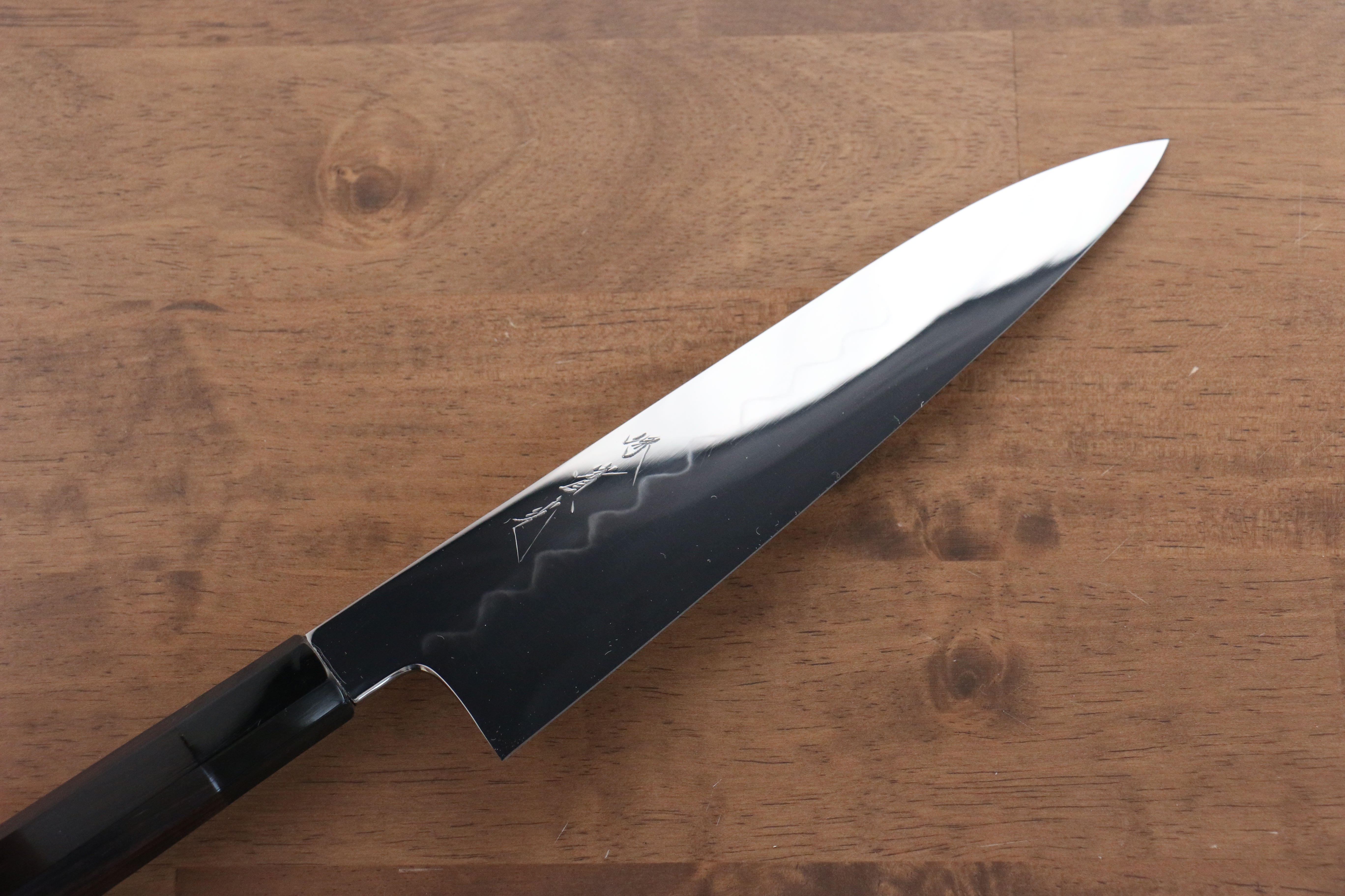 Jikko Honyaki White Steel No.3 Mirrored Finish Gyuto  210mm Ebony Wood Handle - Japanny - Best Japanese Knife