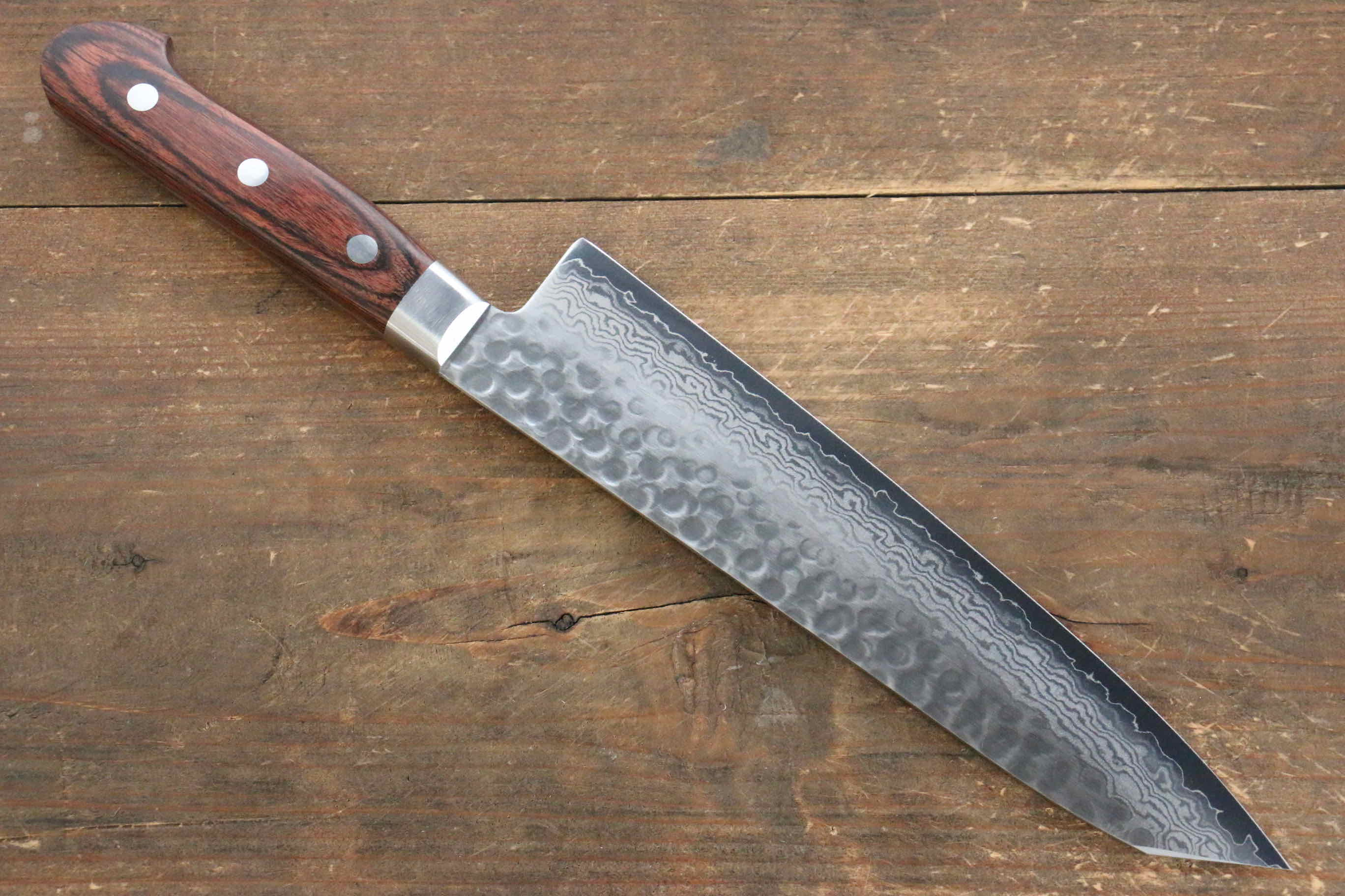 Jikko VG10 17 Layer Kiritsuke Gyuto  200mm Mahogany Handle - Japanny - Best Japanese Knife