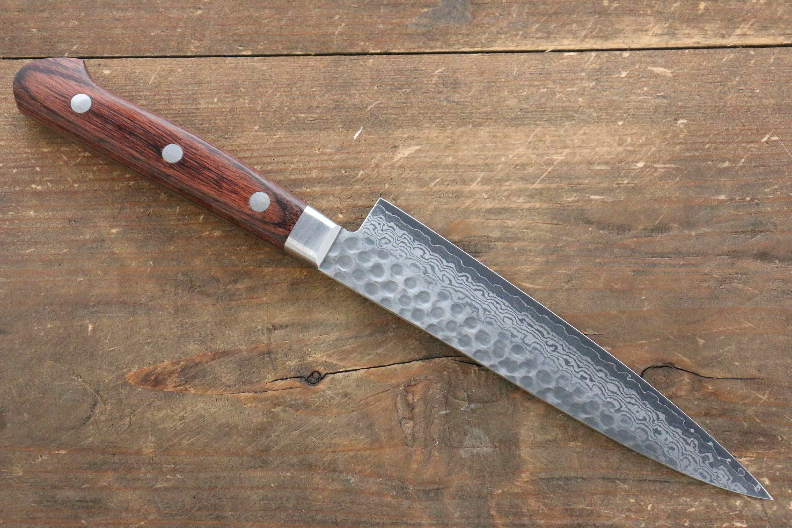 Jikko VG10 17 Layer Petty-Utility  135mm Mahogany Handle - Japanny - Best Japanese Knife