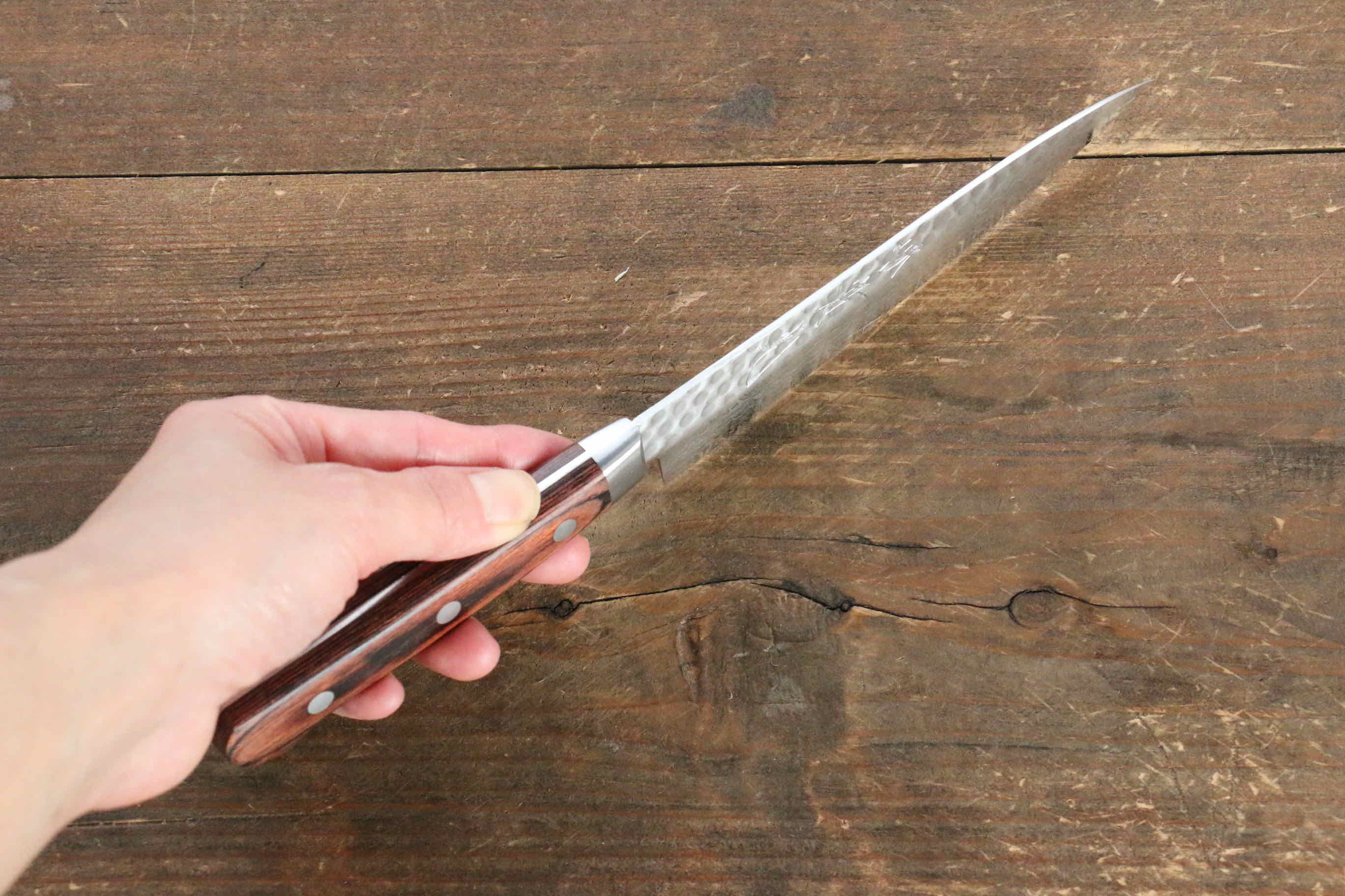 Jikko VG10 17 Layer Petty-Utility  135mm Mahogany Handle - Japanny - Best Japanese Knife