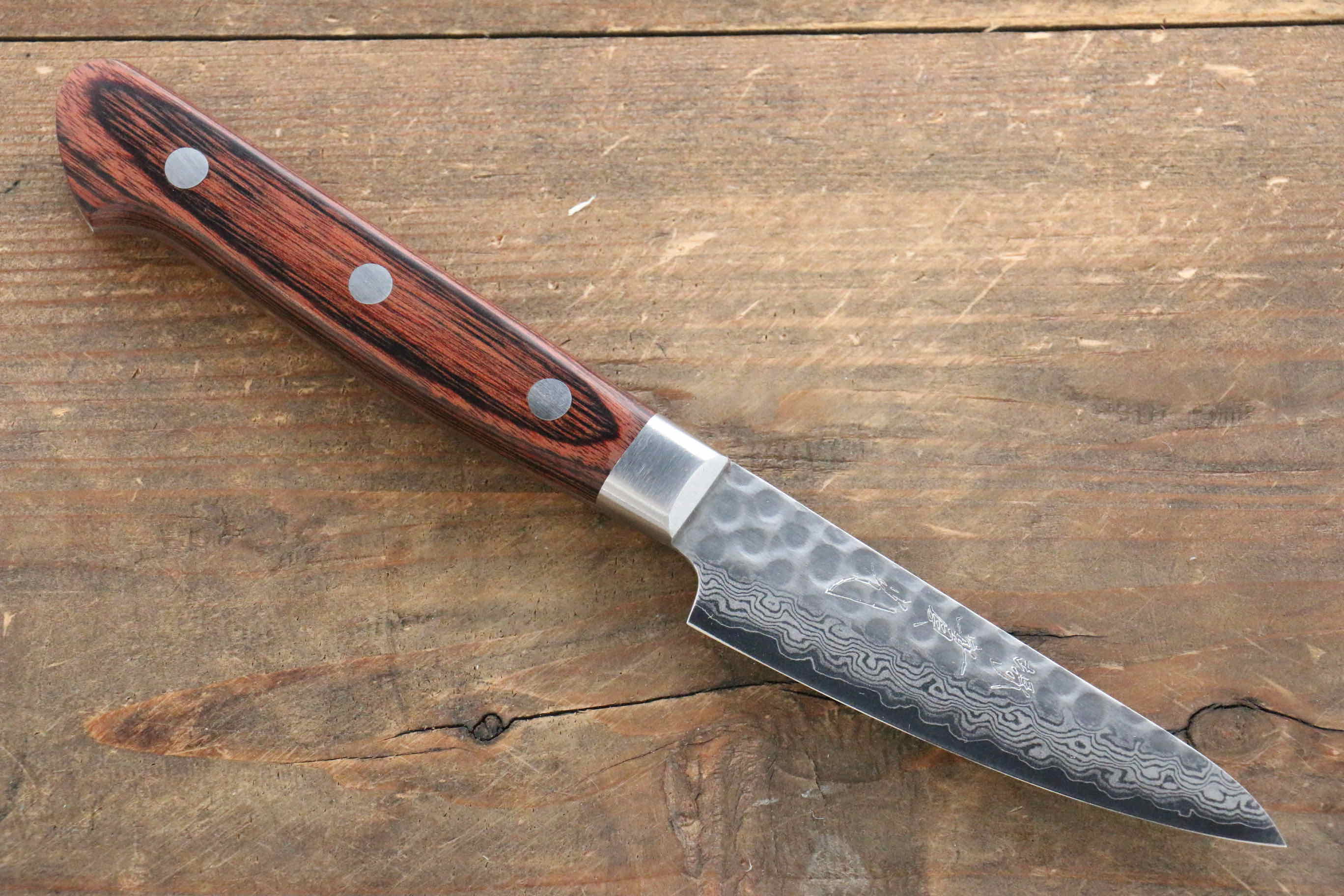 Jikko VG10 17 Layer Paring  80mm Mahogany Handle - Japanny - Best Japanese Knife