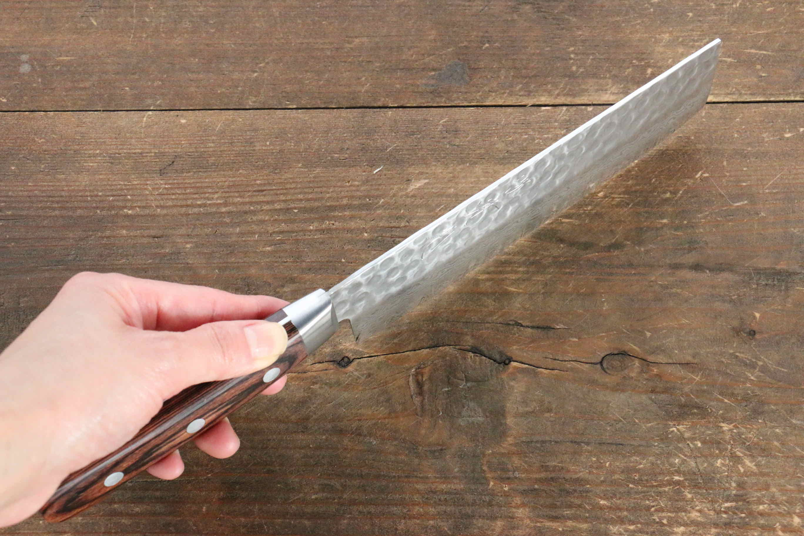 Jikko VG10 17 Layer Nakiri  160mm Mahogany Handle - Japanny - Best Japanese Knife
