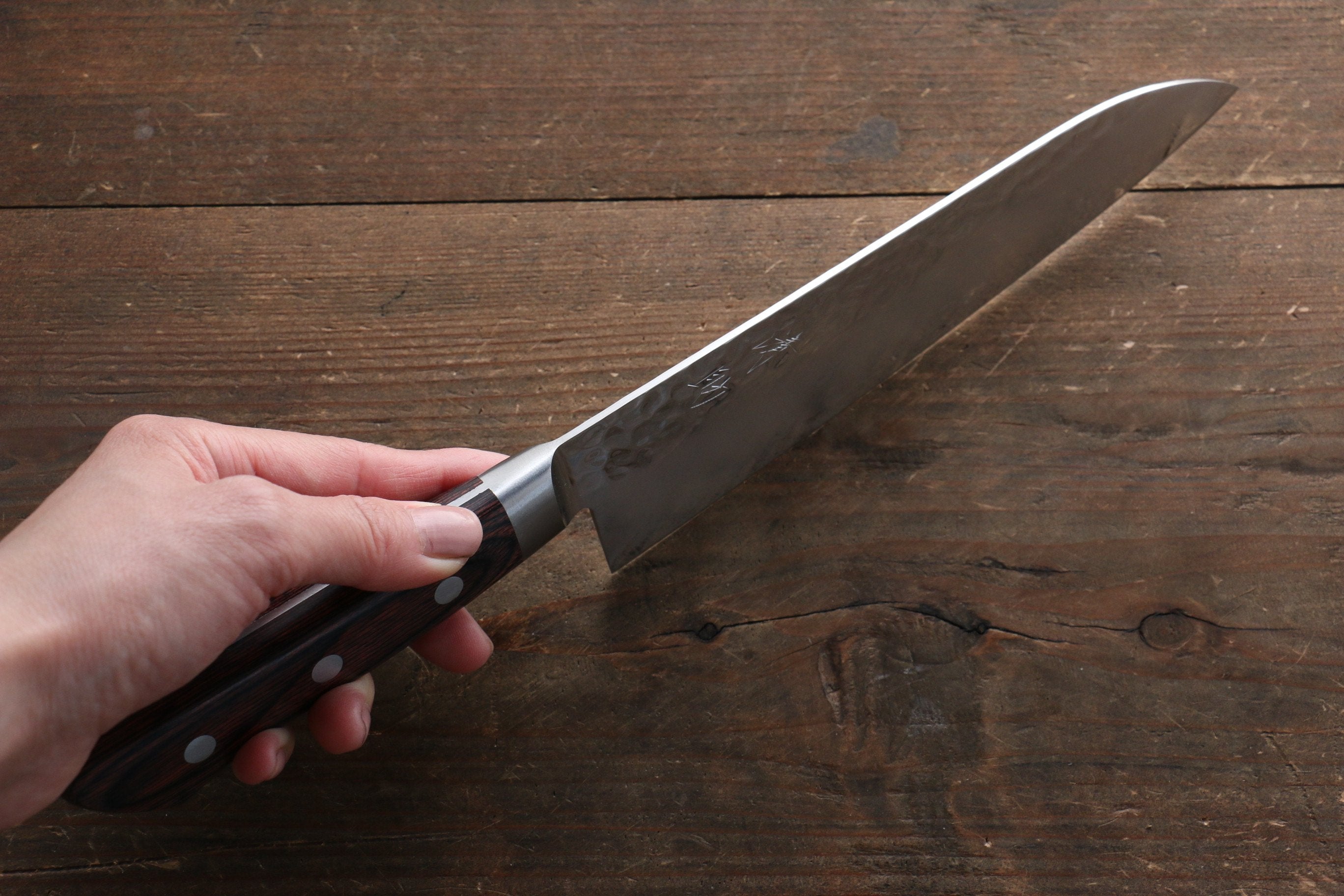 Seisuke VG10 33 Layer Damascus Santoku 180mm Mahogany Handle with Sheath - Japanny - Best Japanese Knife