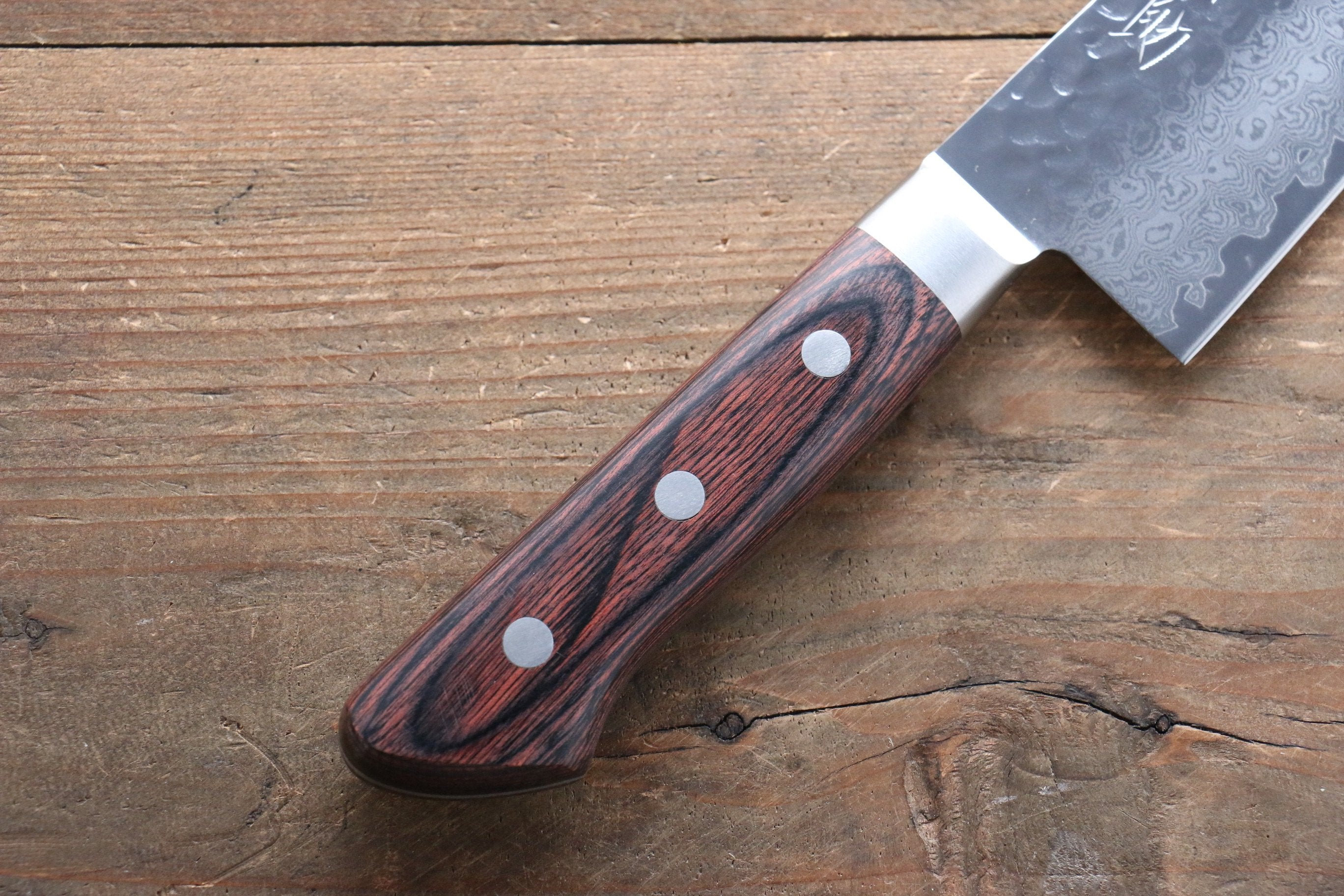 Seisuke VG10 33 Layer Damascus Santoku 180mm Mahogany Handle with Sheath - Japanny - Best Japanese Knife