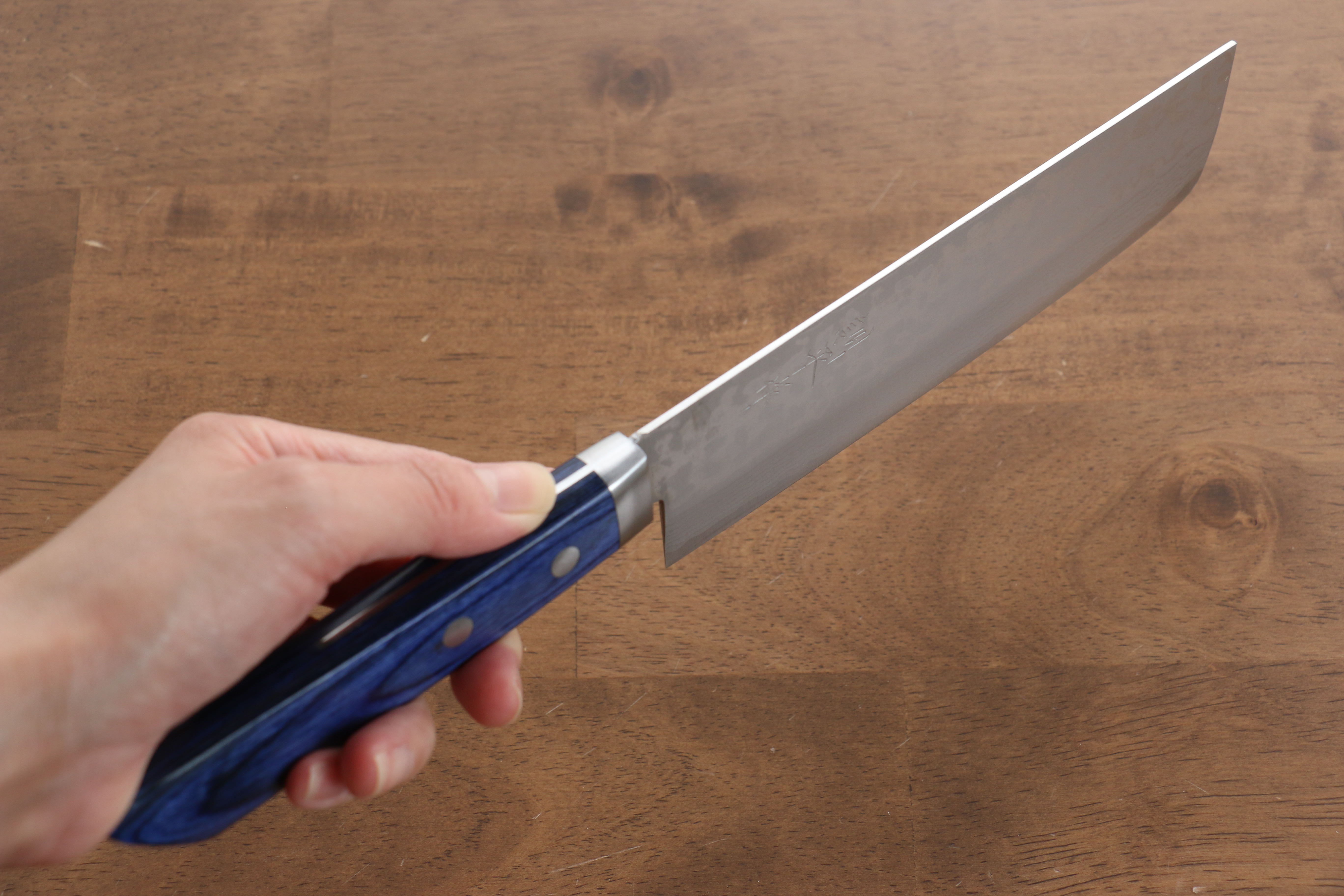 Kunihira Sairyu VG10 Damascus Usuba 165mm Blue Pakka wood Handle - Japanny - Best Japanese Knife