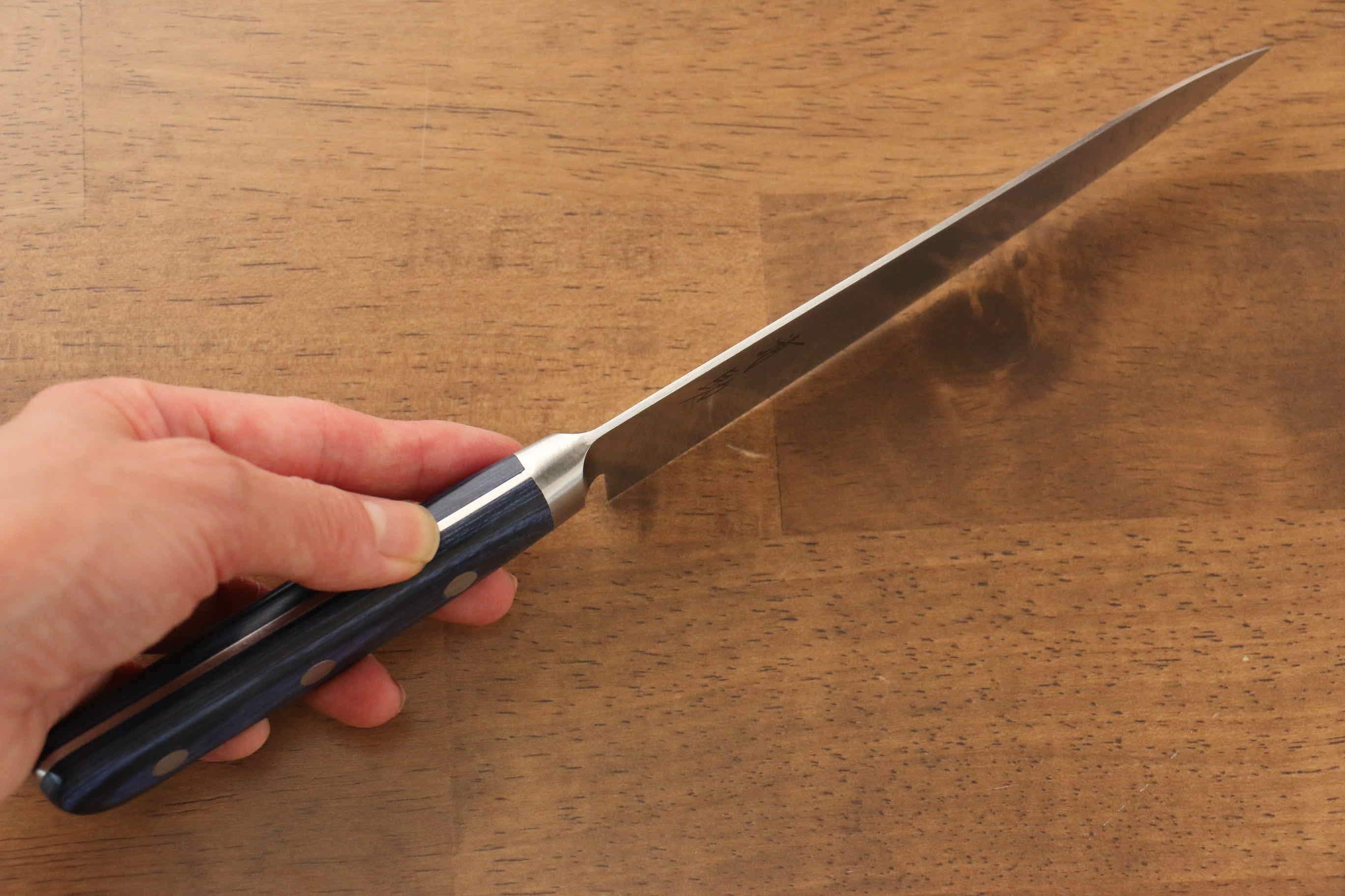 Seisuke Seiten Molybdenum Petty-Utility 150mm Blue Pakka wood Handle with Sheath - Japanny - Best Japanese Knife