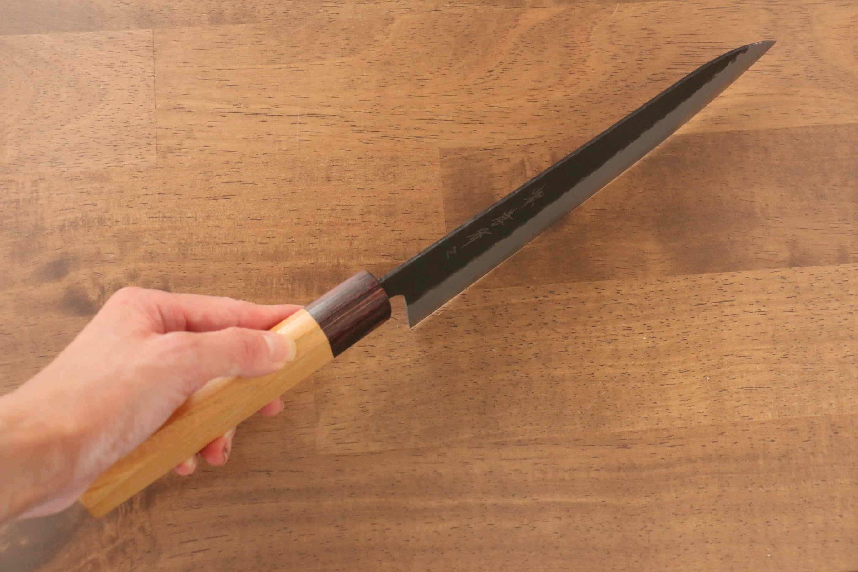 Sakai Takayuki Blue Super Hammered Black Finished Gyuto 210mm - Japanny - Best Japanese Knife