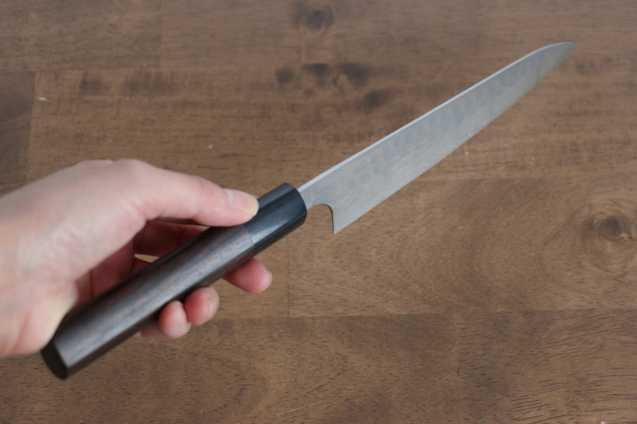 Nao Yamamoto SRS13 Damascus Hammered(Maru) Petty-Utility 160mm Shitan Handle - Japanny - Best Japanese Knife