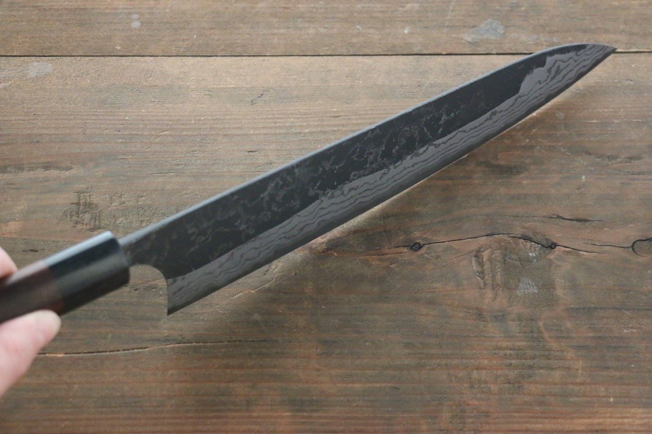 Shungo Ogata White Steel No.2 Kurouchi Damascus Gyuto 240mm Shitan Handle - Japanny - Best Japanese Knife