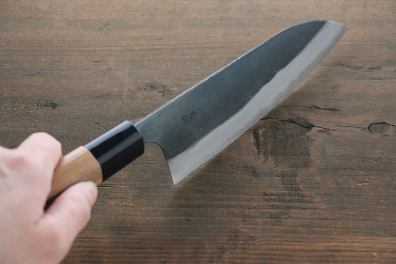 Nao Yamamoto Blue Steel No.2 Kurouchi Small Santoku 150mm - Japanny - Best Japanese Knife