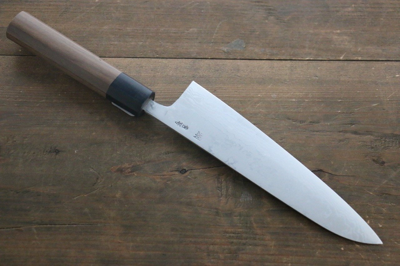 Shigeki Tanaka Blue Steel No.2 Damascus Gyuto 180mm Walnut Handle - Japanny - Best Japanese Knife