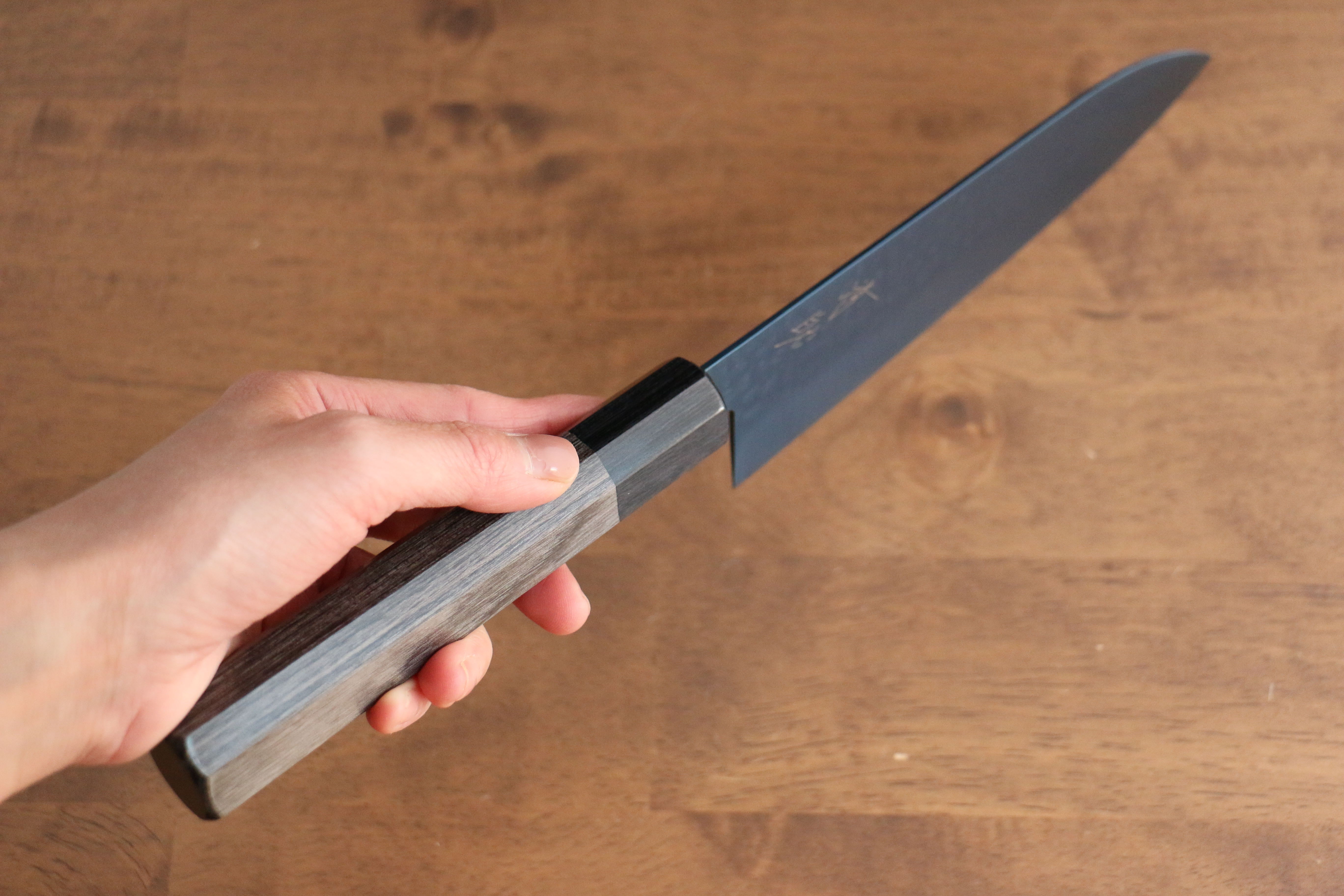 Seisuke SK-85 Ion plating Hammered Santoku 180mm Gray Pakka wood Handle - Japanny - Best Japanese Knife