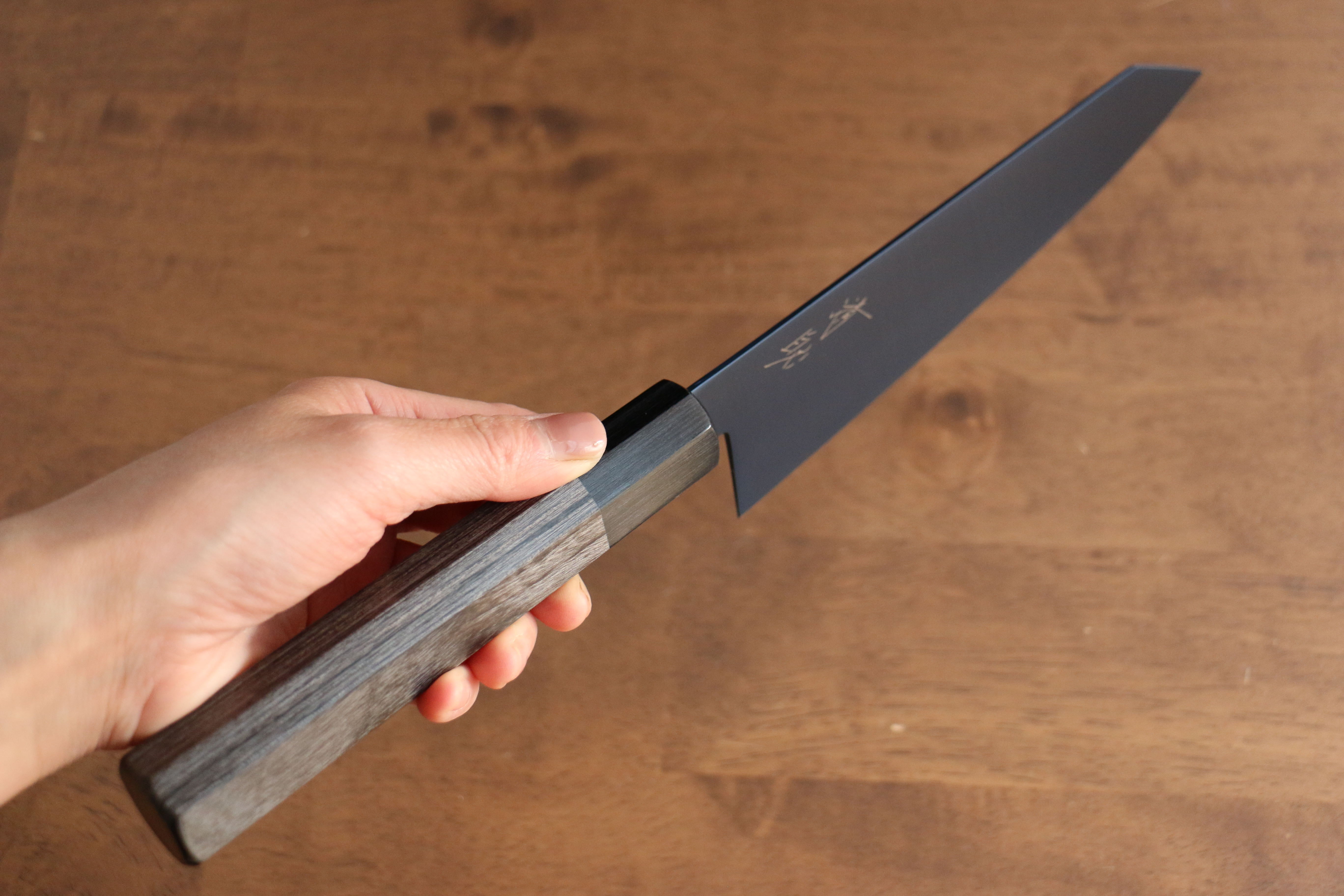 Seisuke SK-85 Ion plating Kiritsuke Santoku 180mm Gray Pakka wood Handle - Japanny - Best Japanese Knife