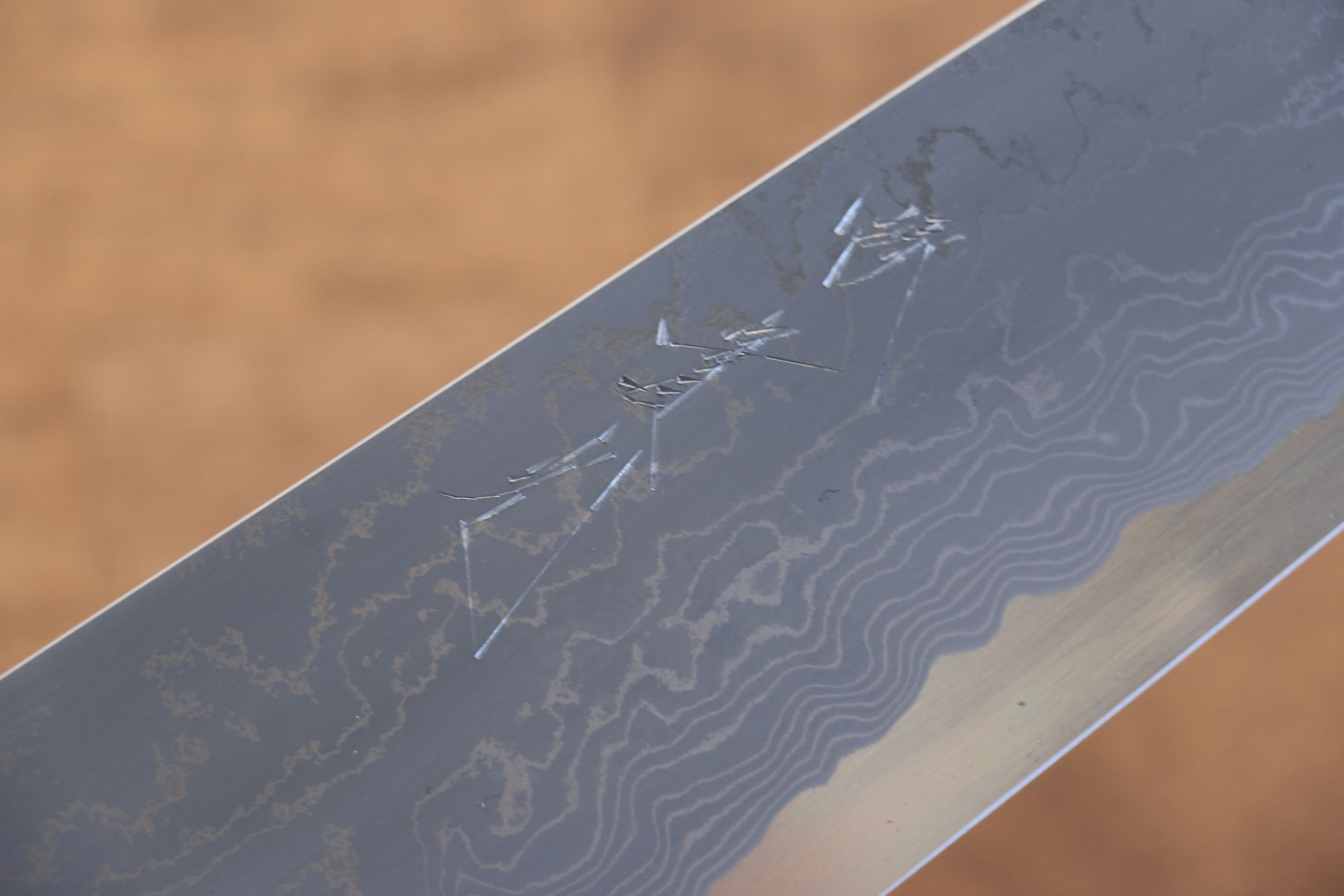 Jikko Blue Steel Damascus Gyuto  210mm Ebony with Double Ring Handle - Japanny - Best Japanese Knife