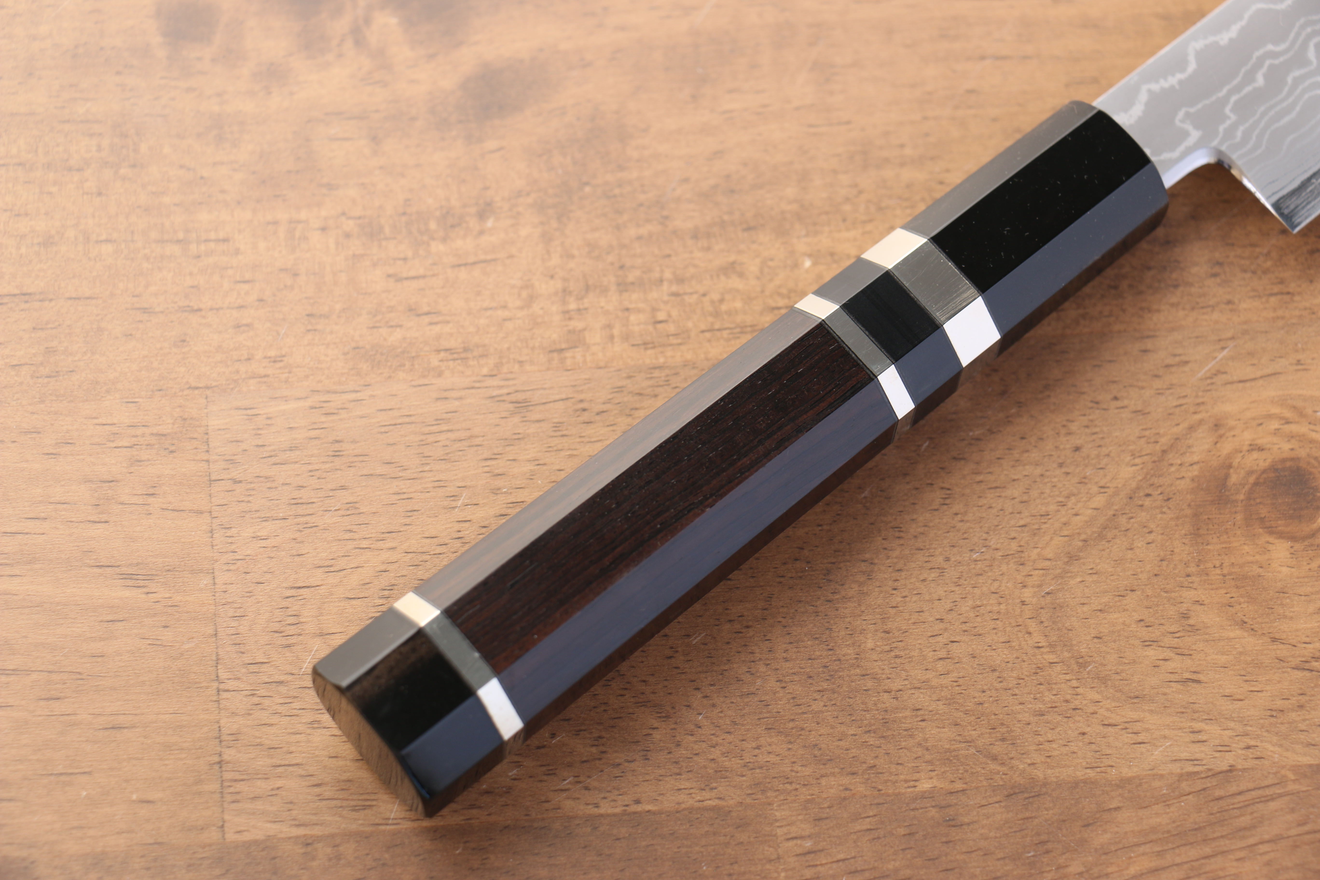 Jikko Blue Steel Damascus Sujihiki  270mm Ebony with Double Ring Handle - Japanny - Best Japanese Knife