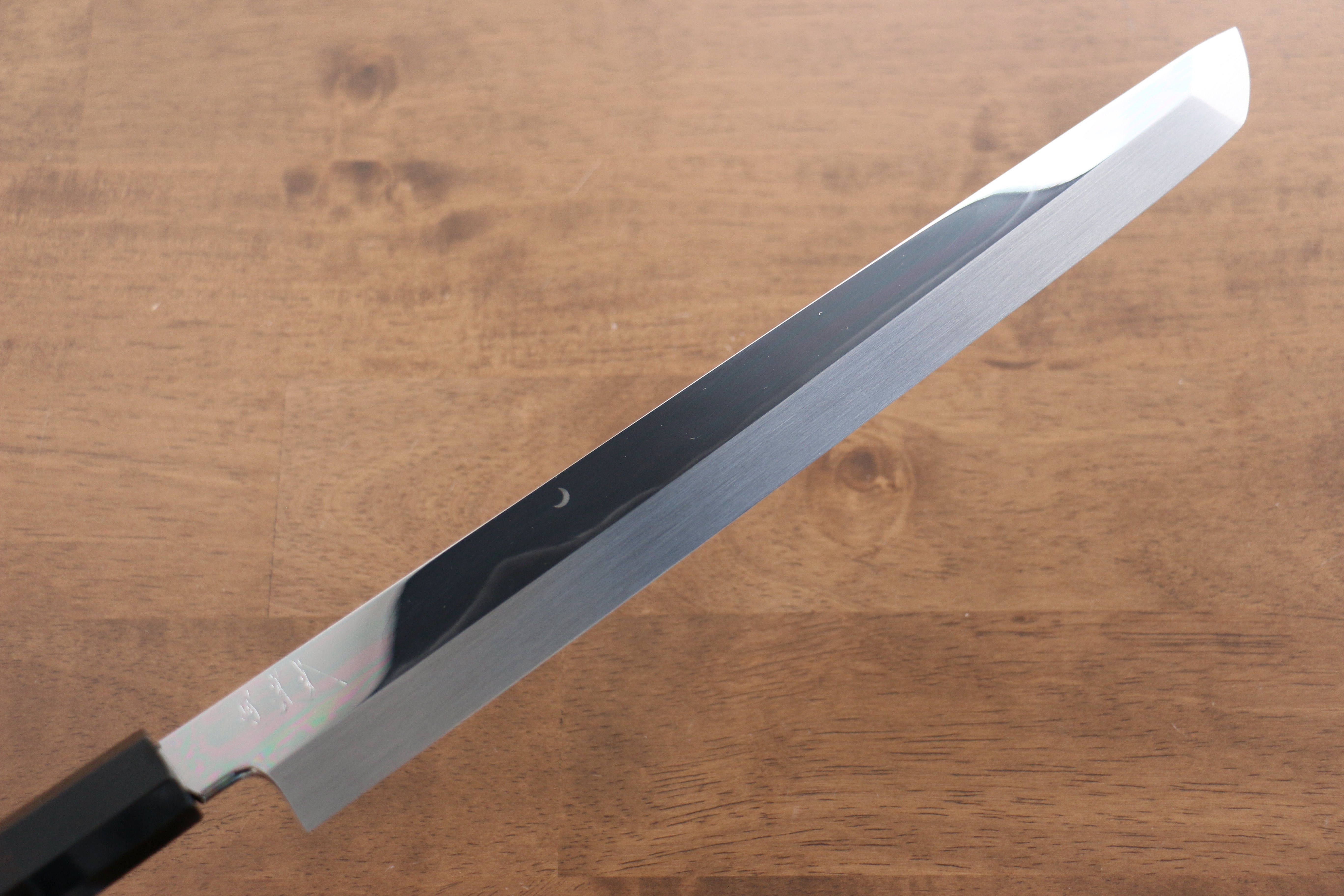 Jikko Fujisan Honyaki White Steel No.3 Mirrored Finish Sakimaru Yanagiba  300mm Ebony Wood Handle - Japanny - Best Japanese Knife