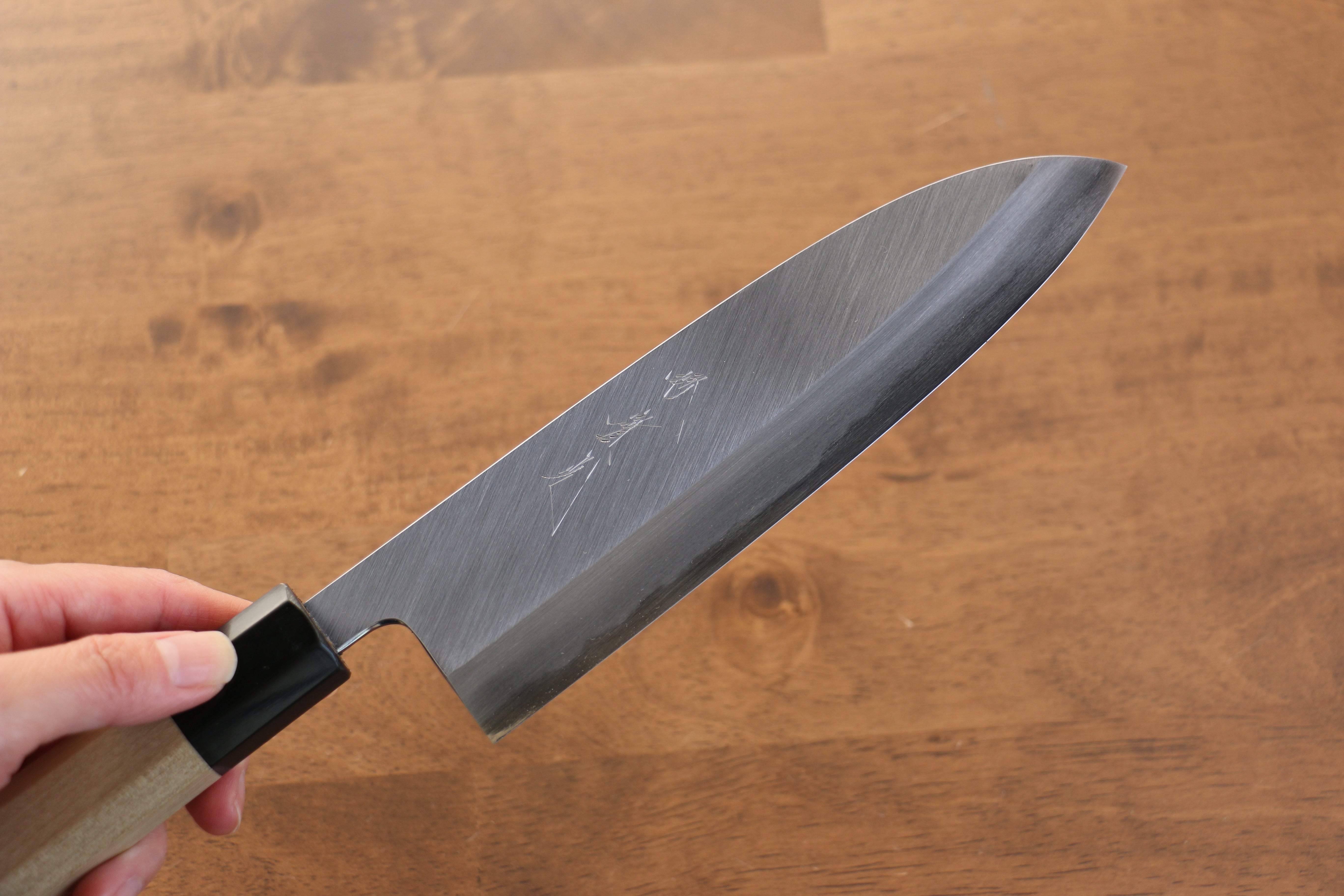 Jikko Arata White Steel No.2 Santoku  180mm Magnolia Handle - Japanny - Best Japanese Knife