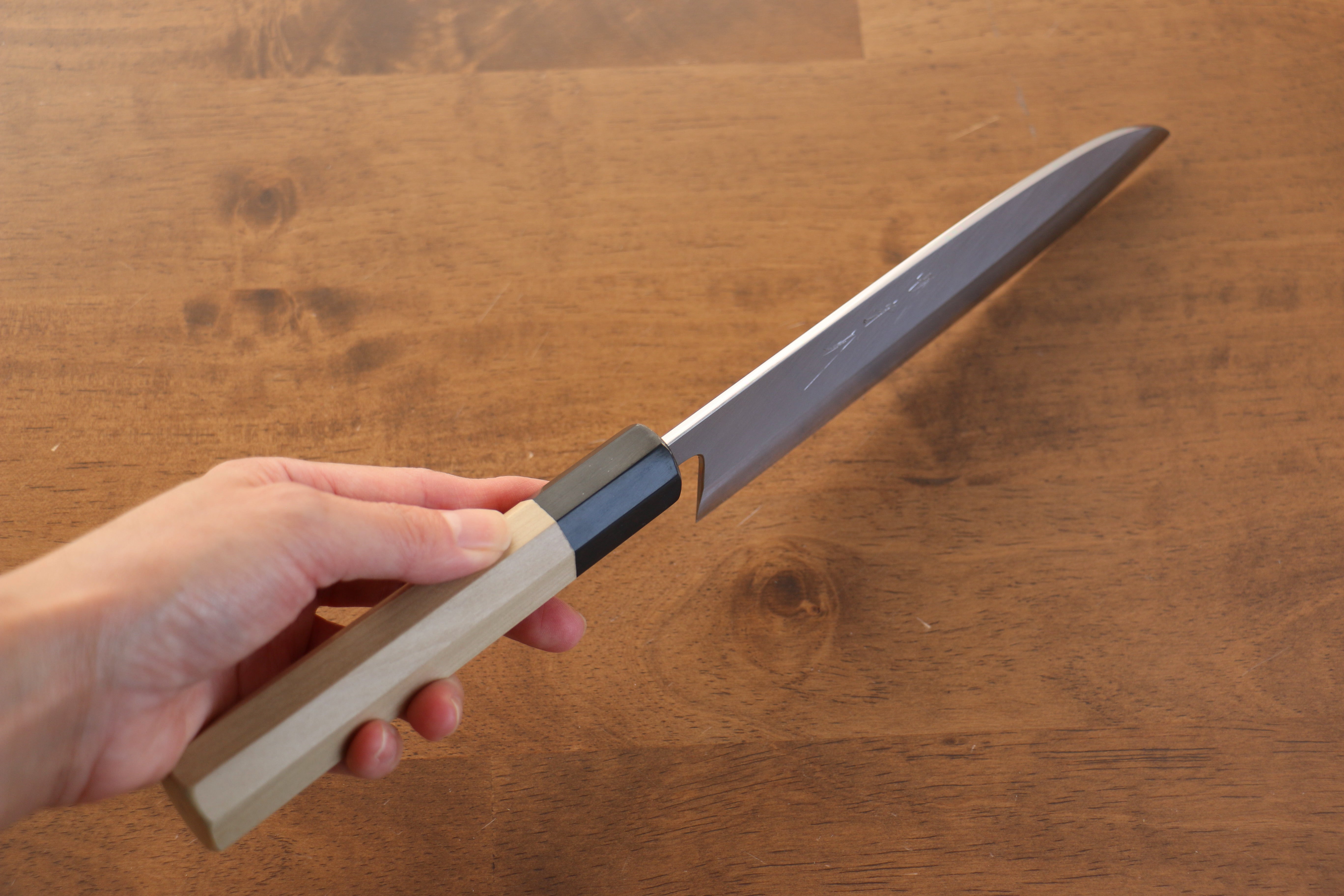 Jikko Arata White Steel No.2 Santoku  180mm Magnolia Handle - Japanny - Best Japanese Knife