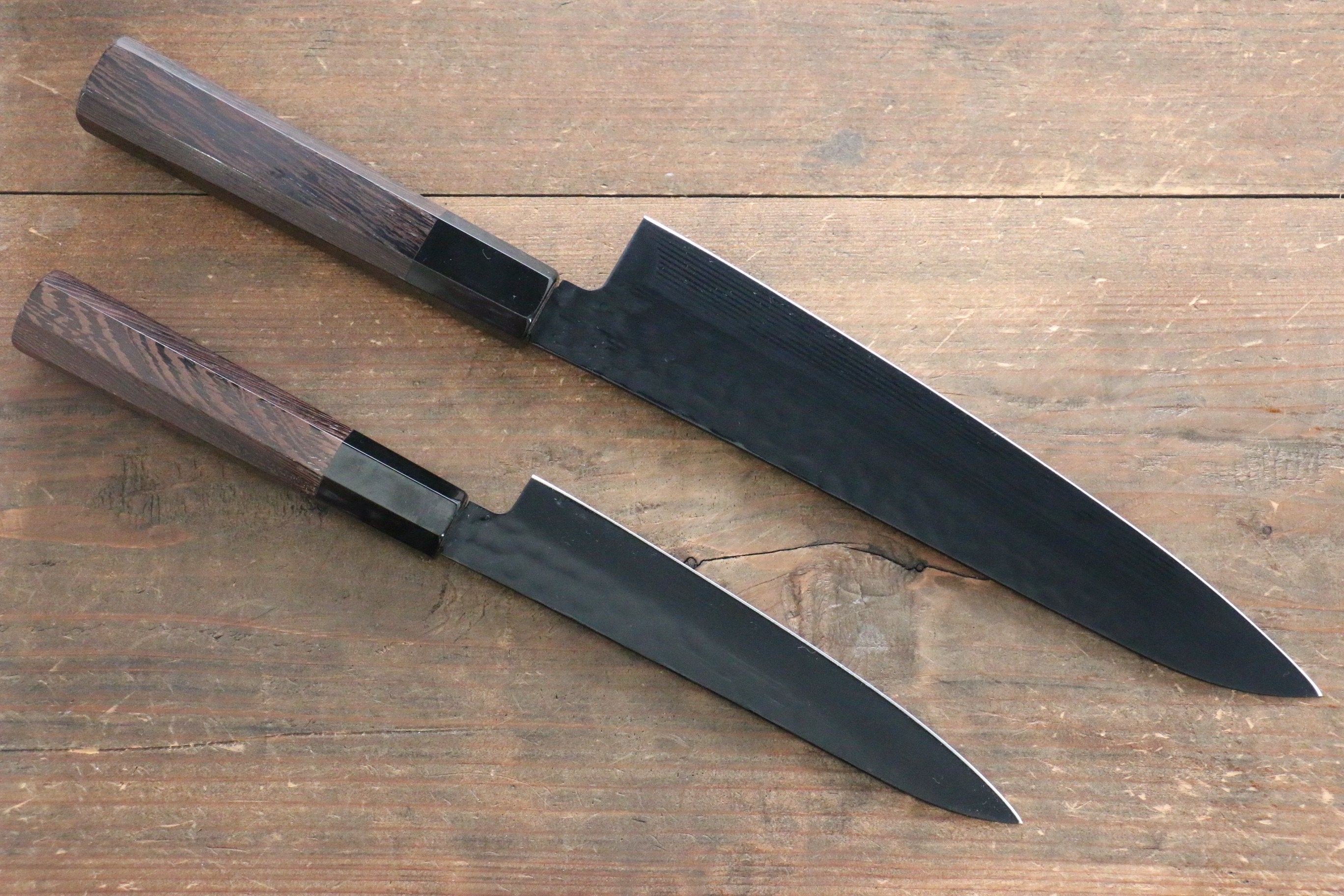 Sakai Takayuki Sakai Takayuki Kurokage VG10 Hammered Teflon Coating Gyuto & Petty 150mm with Wenge Handle Set - Japanny - Best Japanese Knife