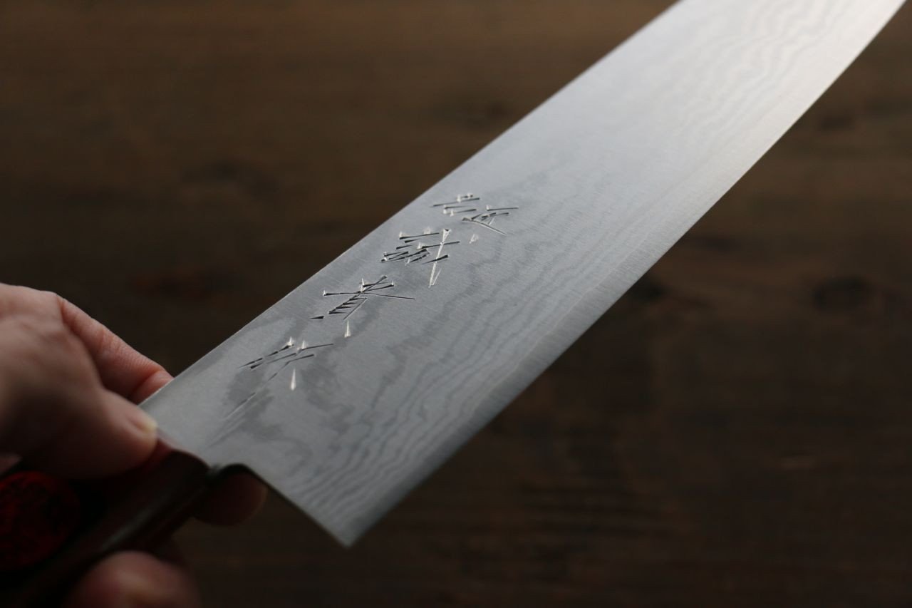Shigeki Tanaka VG10 17 Layer Damascus Gyuto 180mm Red Pakka wood Handle - Japanny - Best Japanese Knife